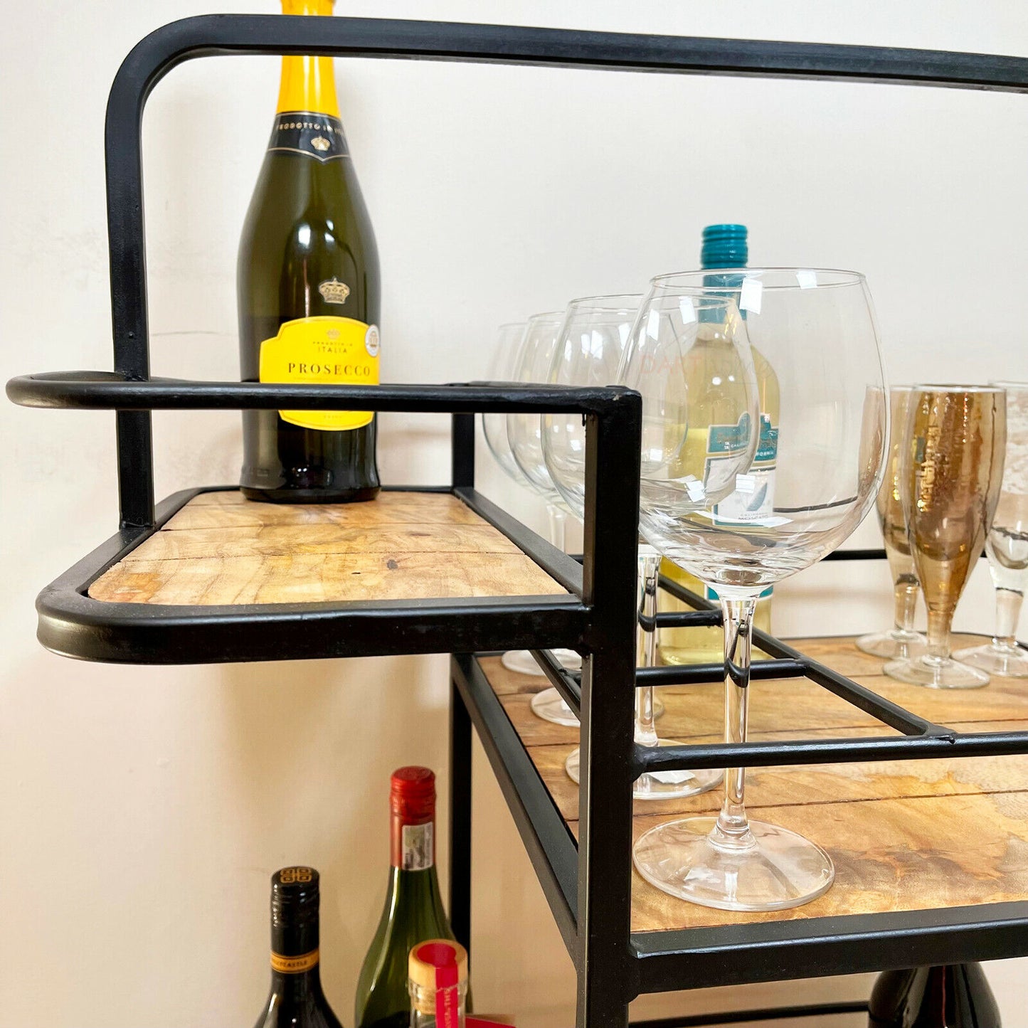 Iron And Mango Wood Drinks Trolley
