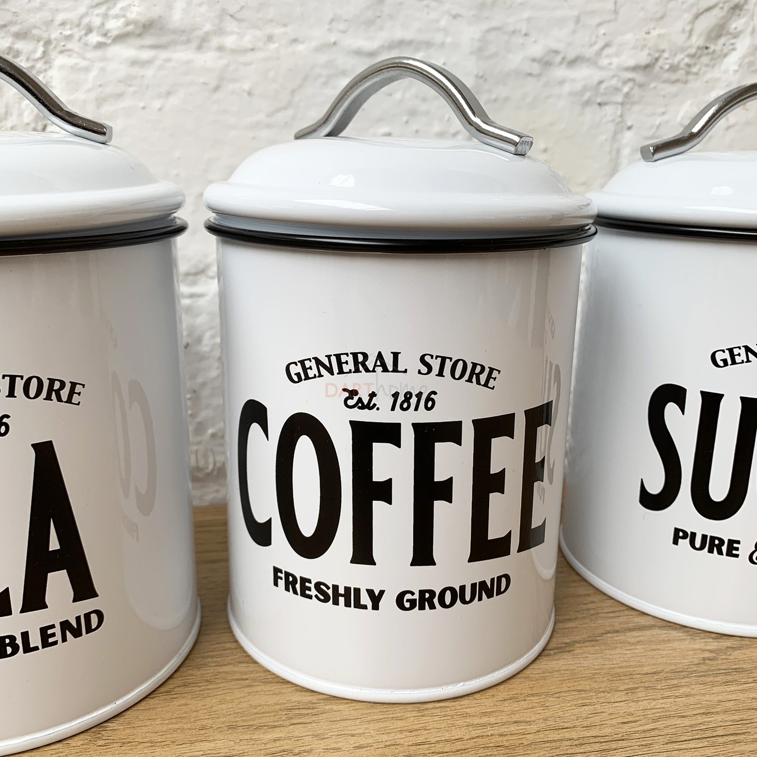 Set Of 3 Traditional Tea Coffee Sugar Canisters