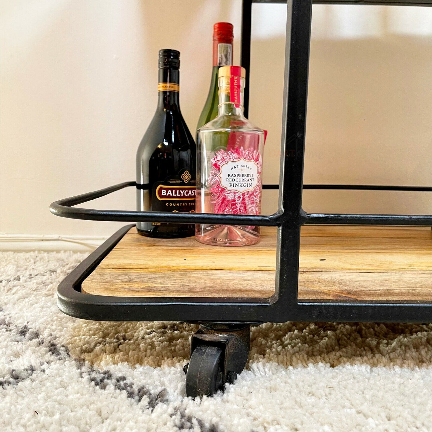 Iron And Mango Wood Drinks Trolley