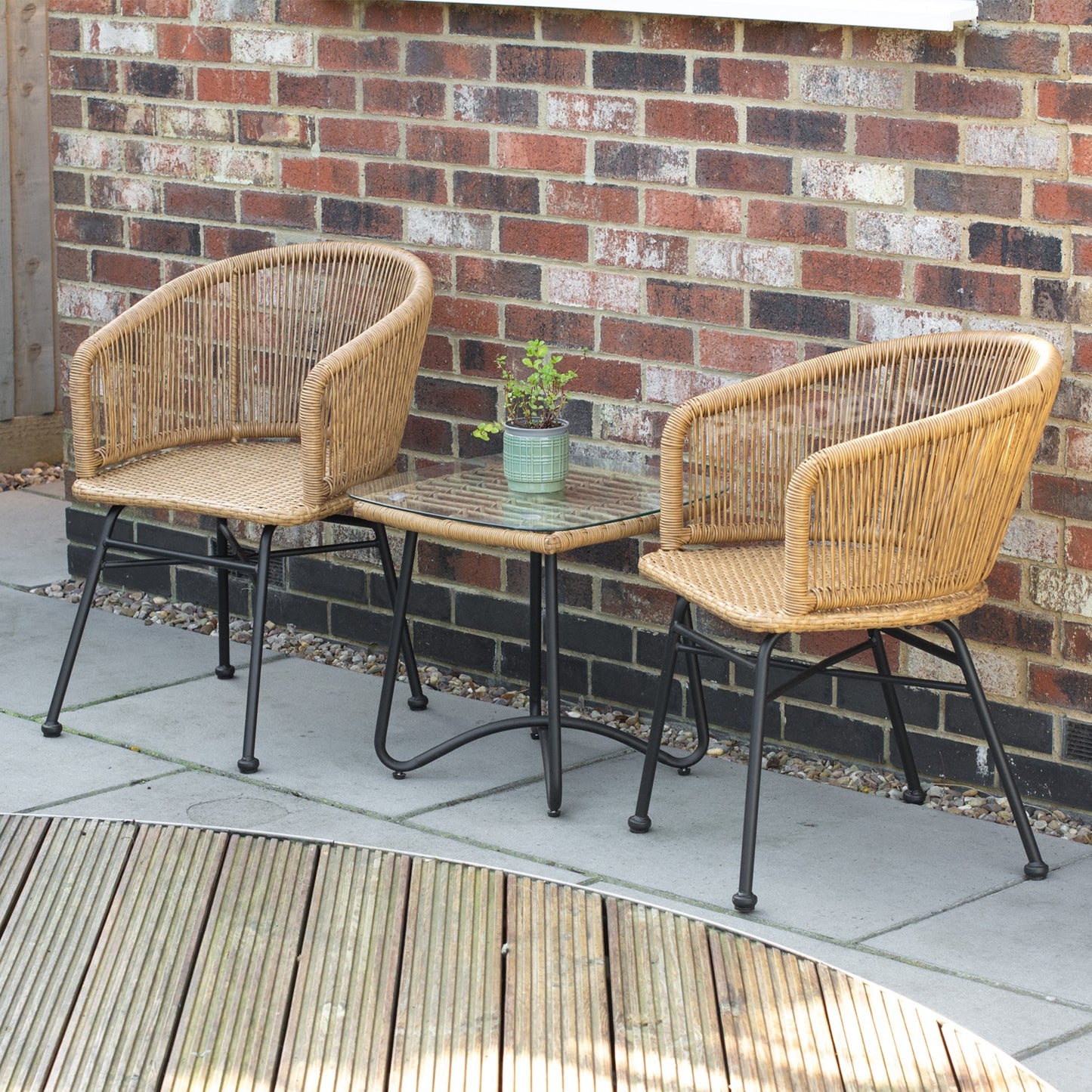 Rattan Table & Two Chairs
