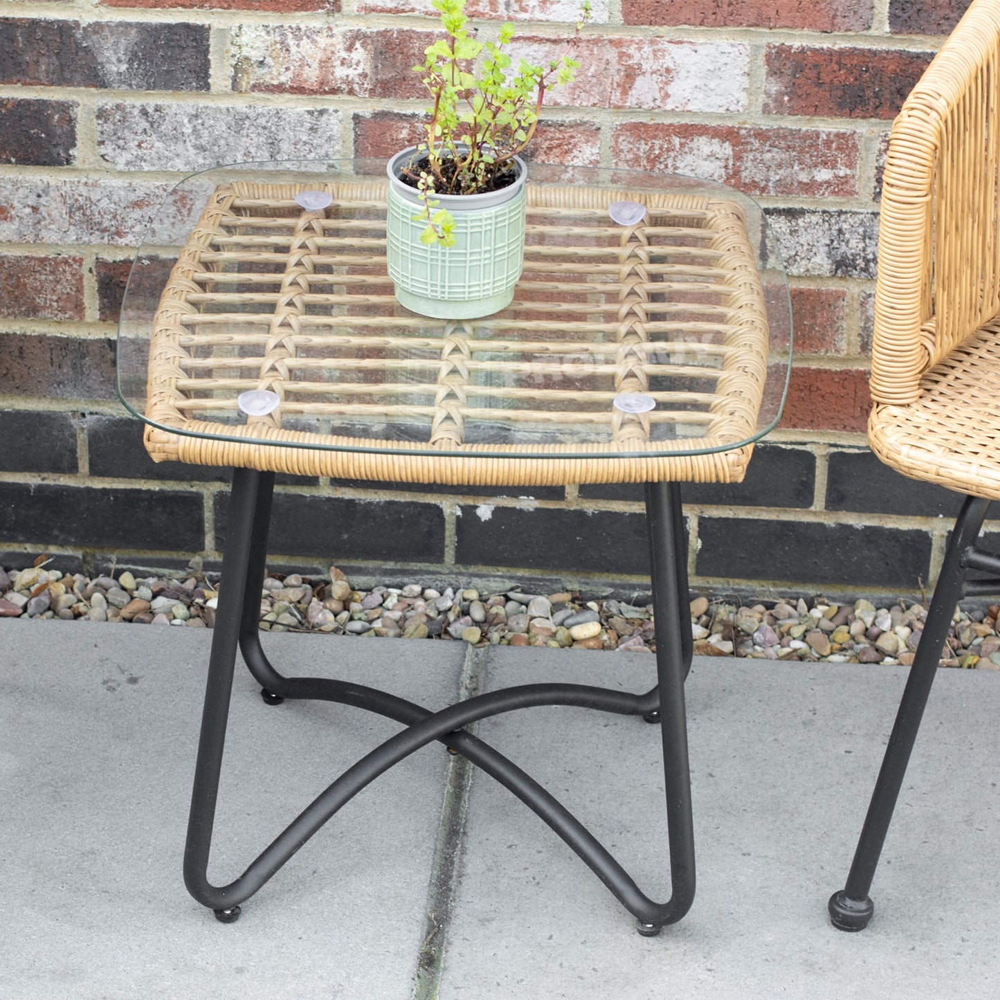 Rattan Table & Two Chairs