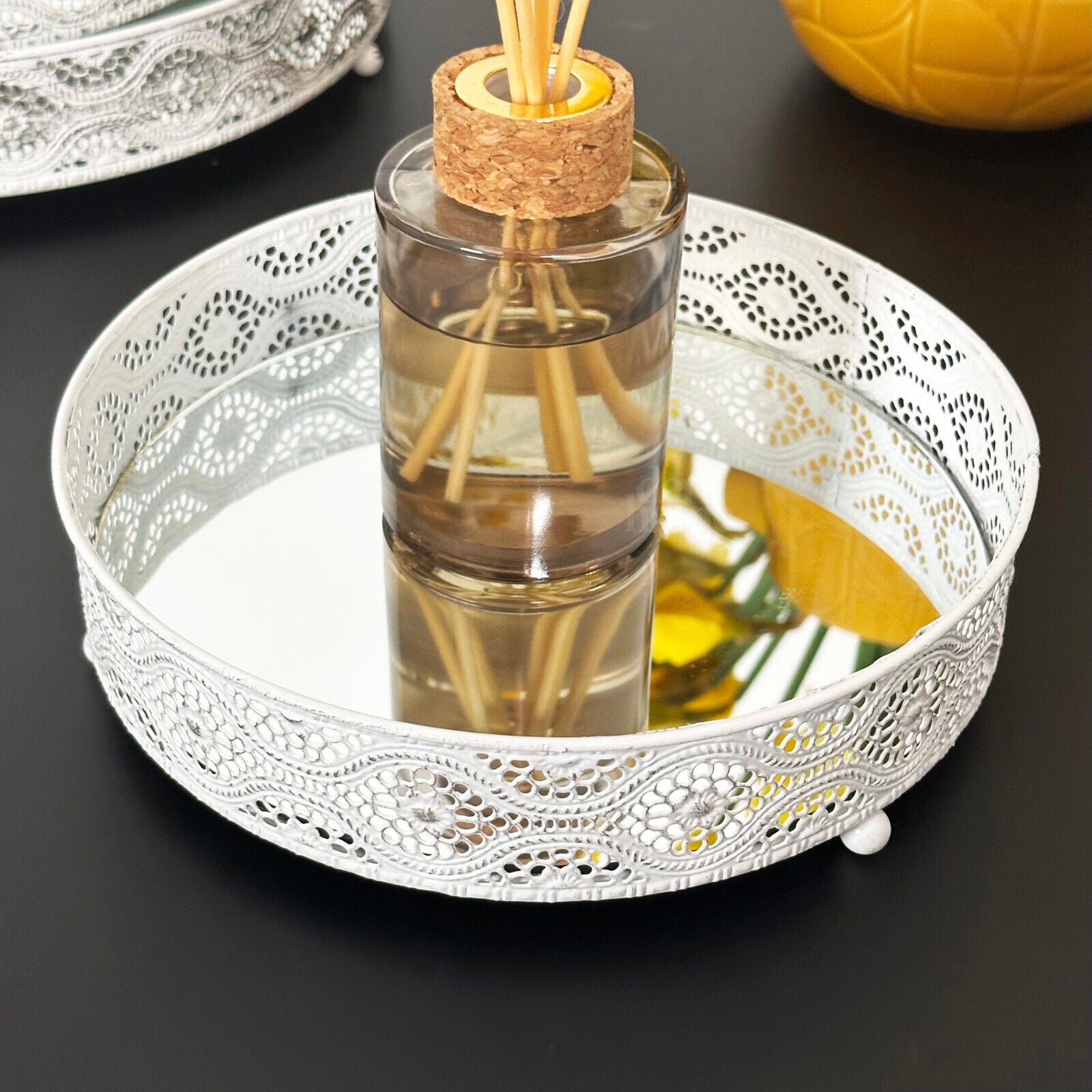 White Ornate Mirror Tray 20x20cm