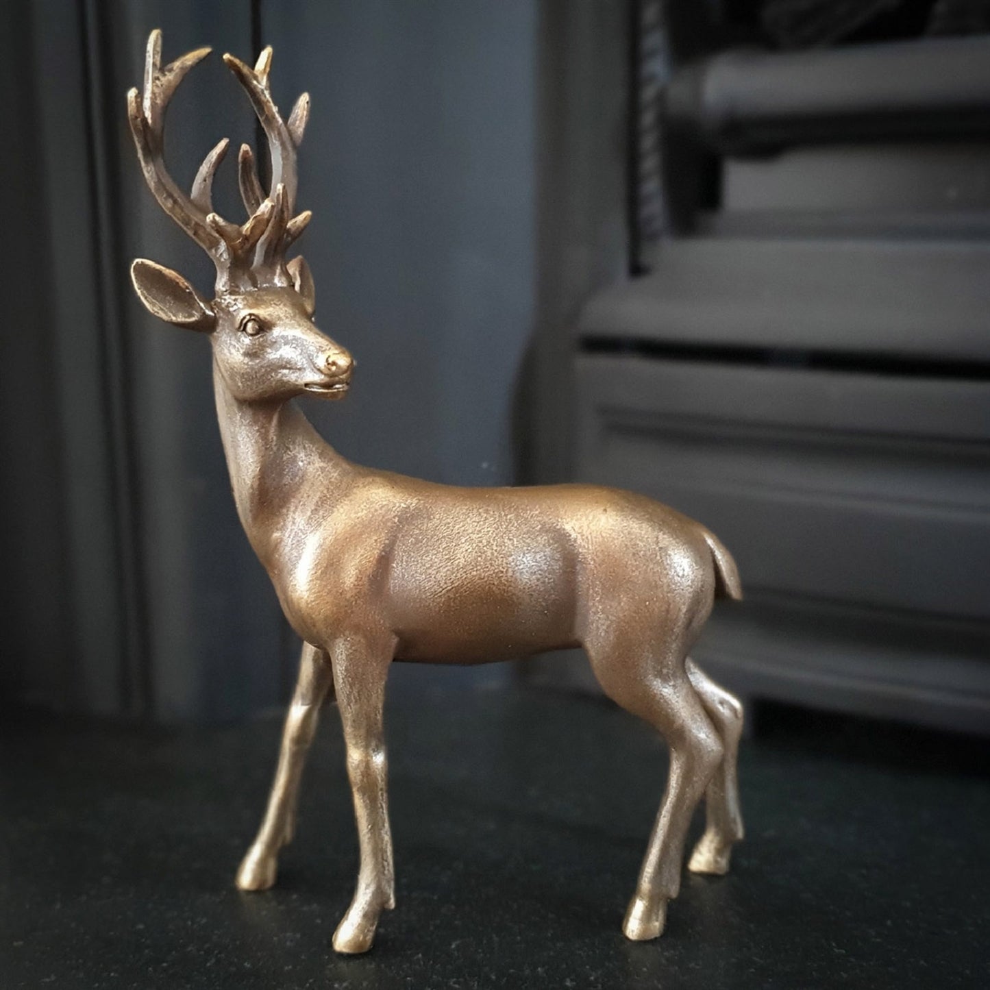 Antique Gold Left Facing Reindeer Sculpture