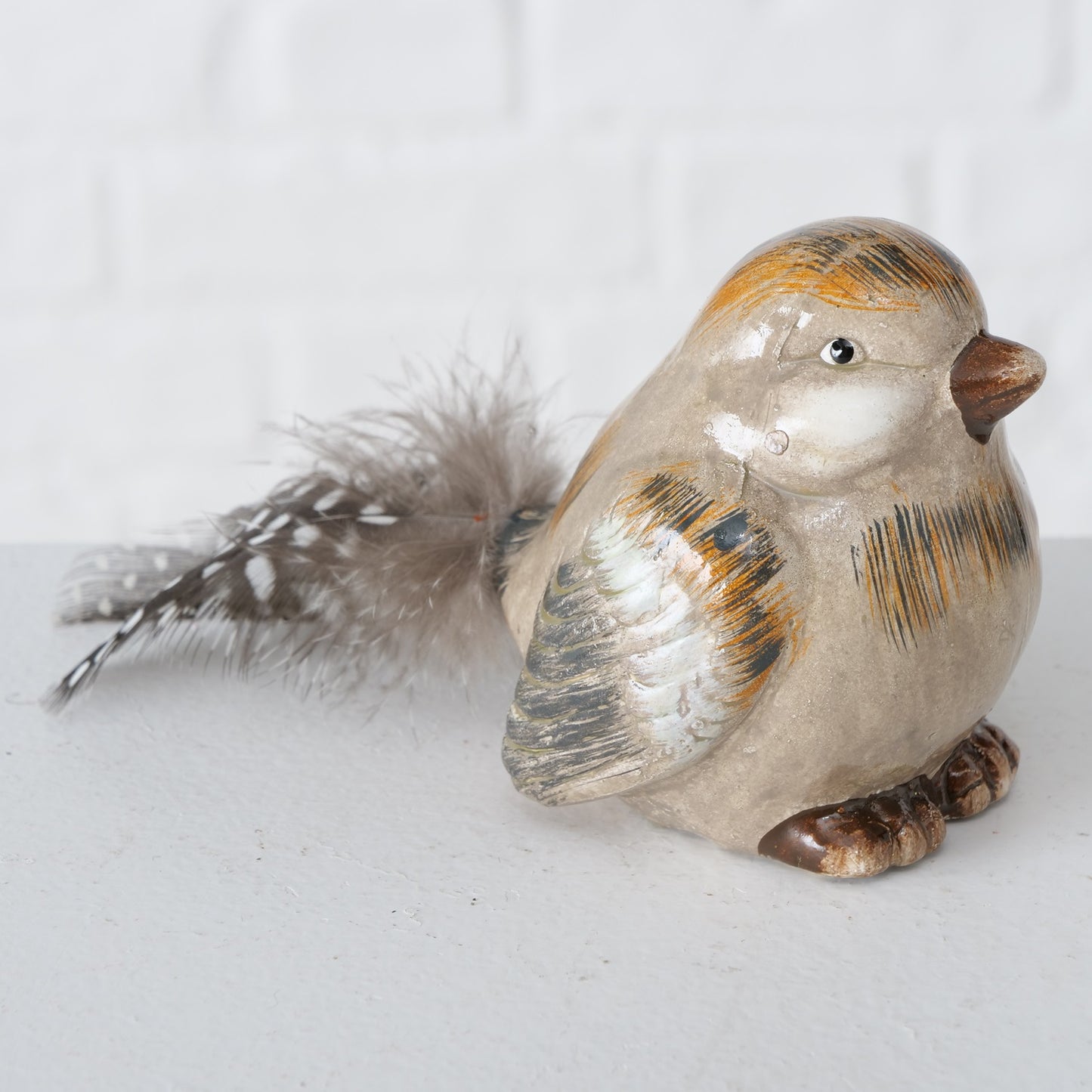 Set mit 2 Winter-Robin-Figuren aus Keramik