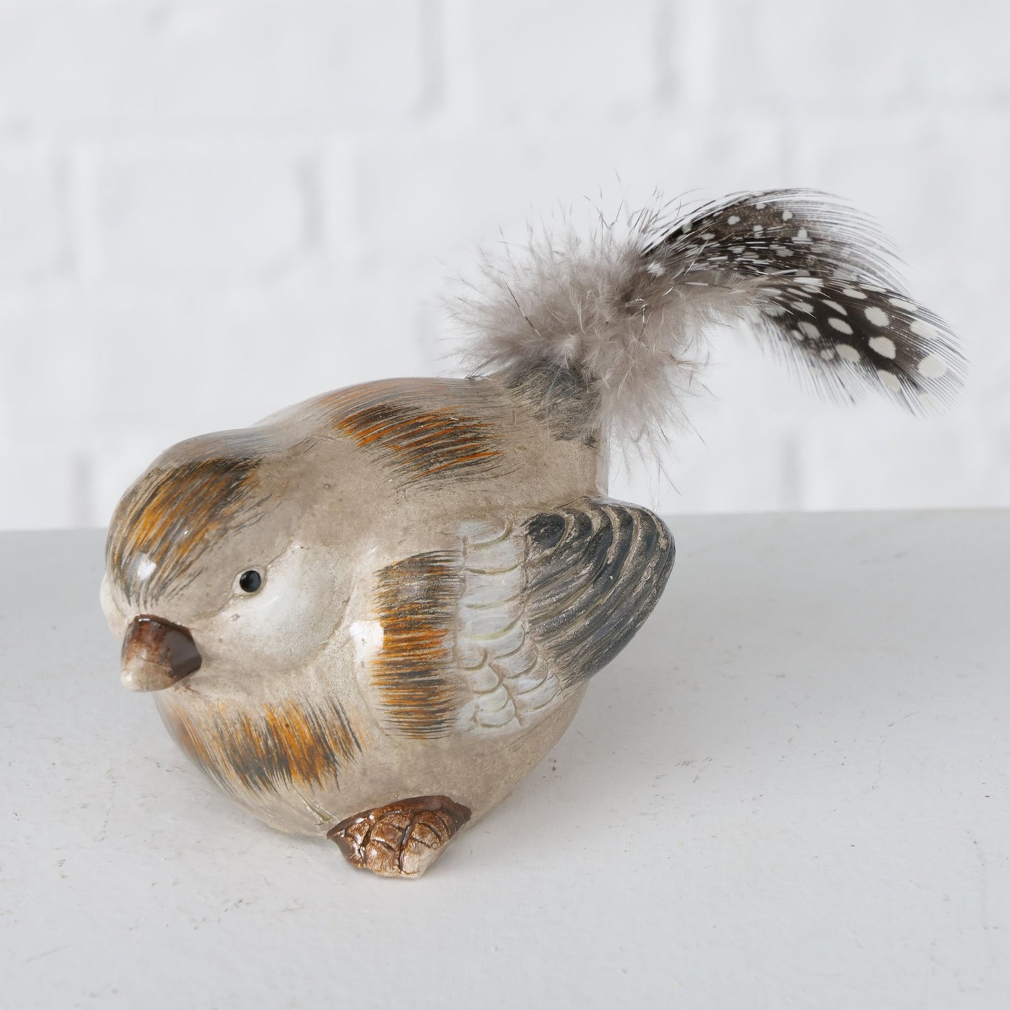 Set mit 2 Winter-Robin-Figuren aus Keramik