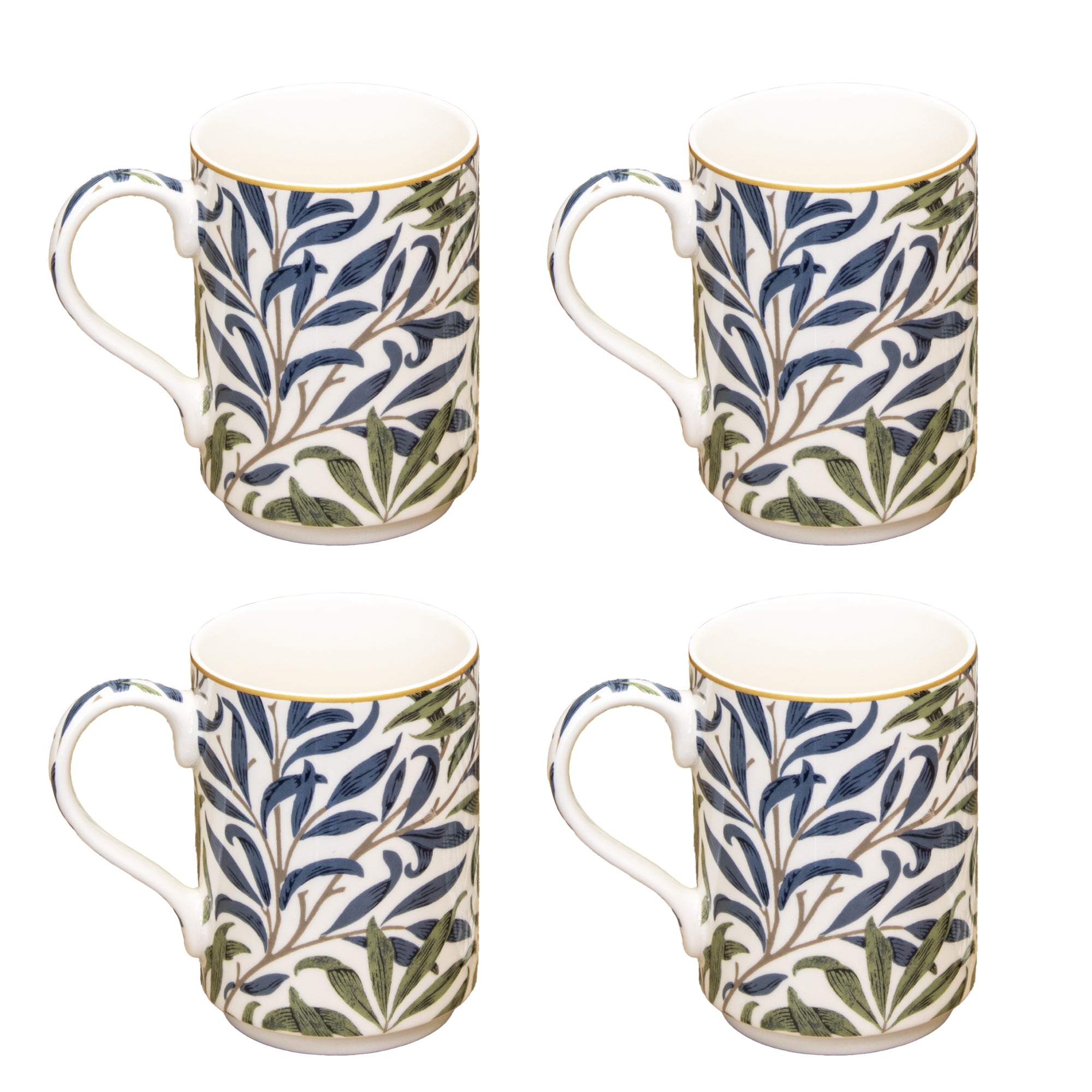 Set Of 4 William Morris Willow Bough Mugs