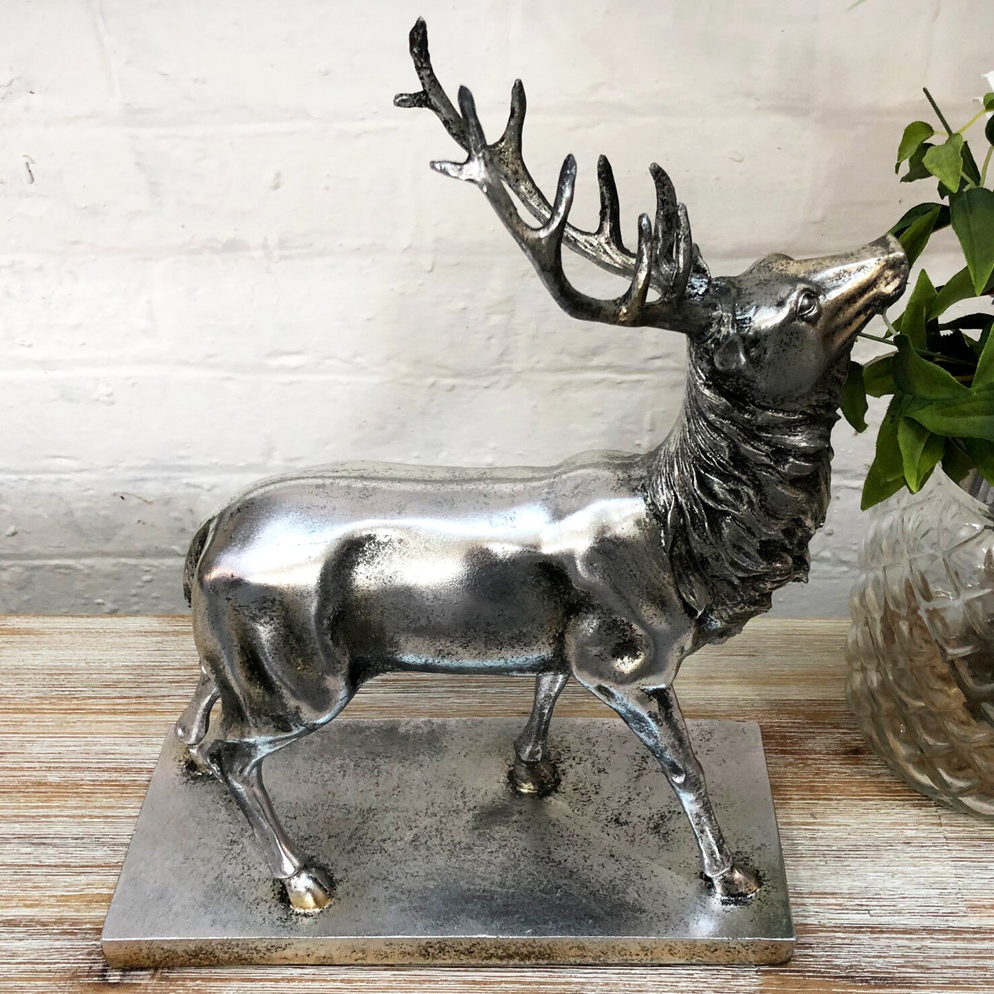 Large Silver Stag Ornament