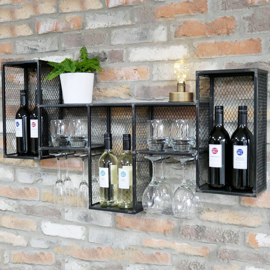 Industrial Black Wine Wall Cabinet