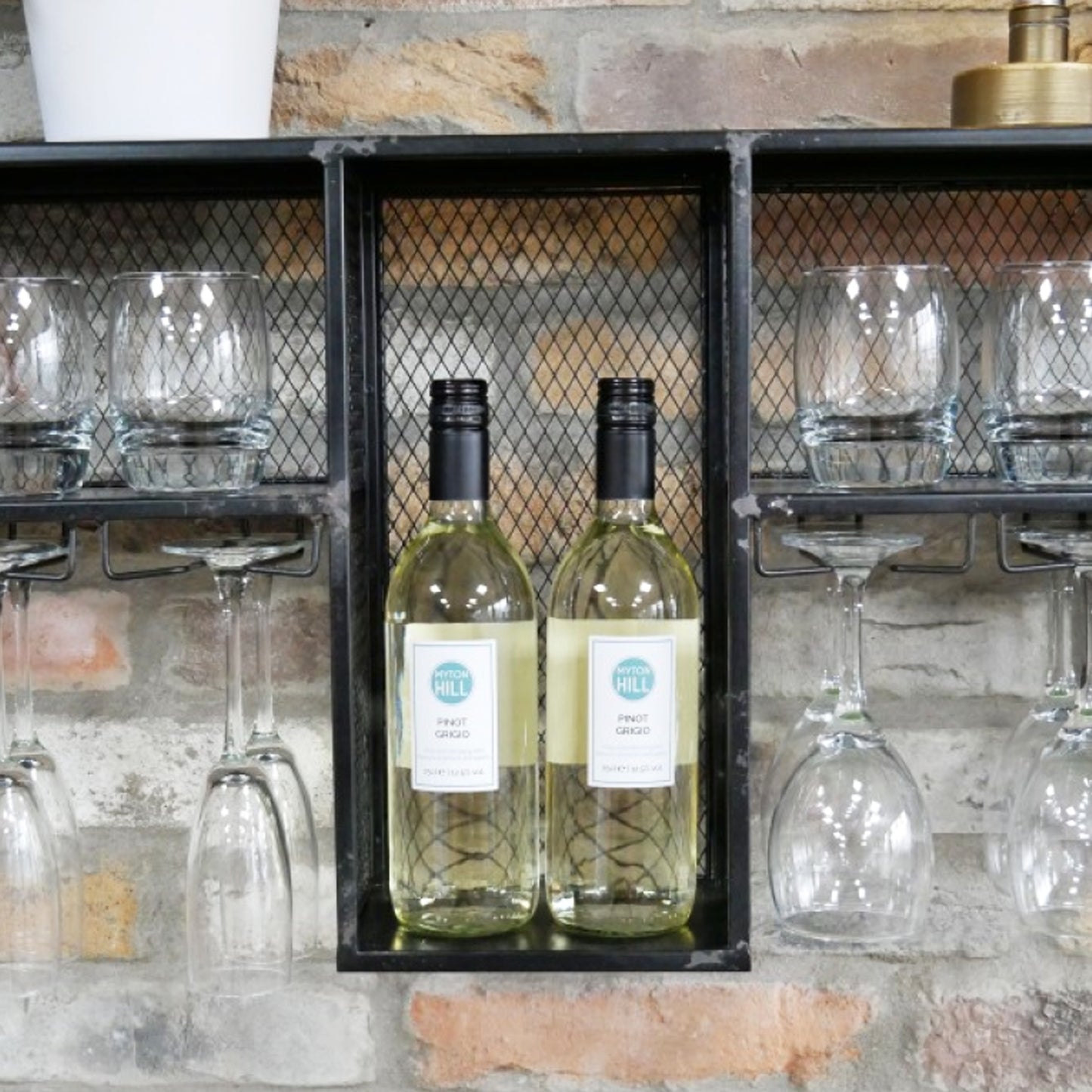 Industrial Black Wine Wall Cabinet