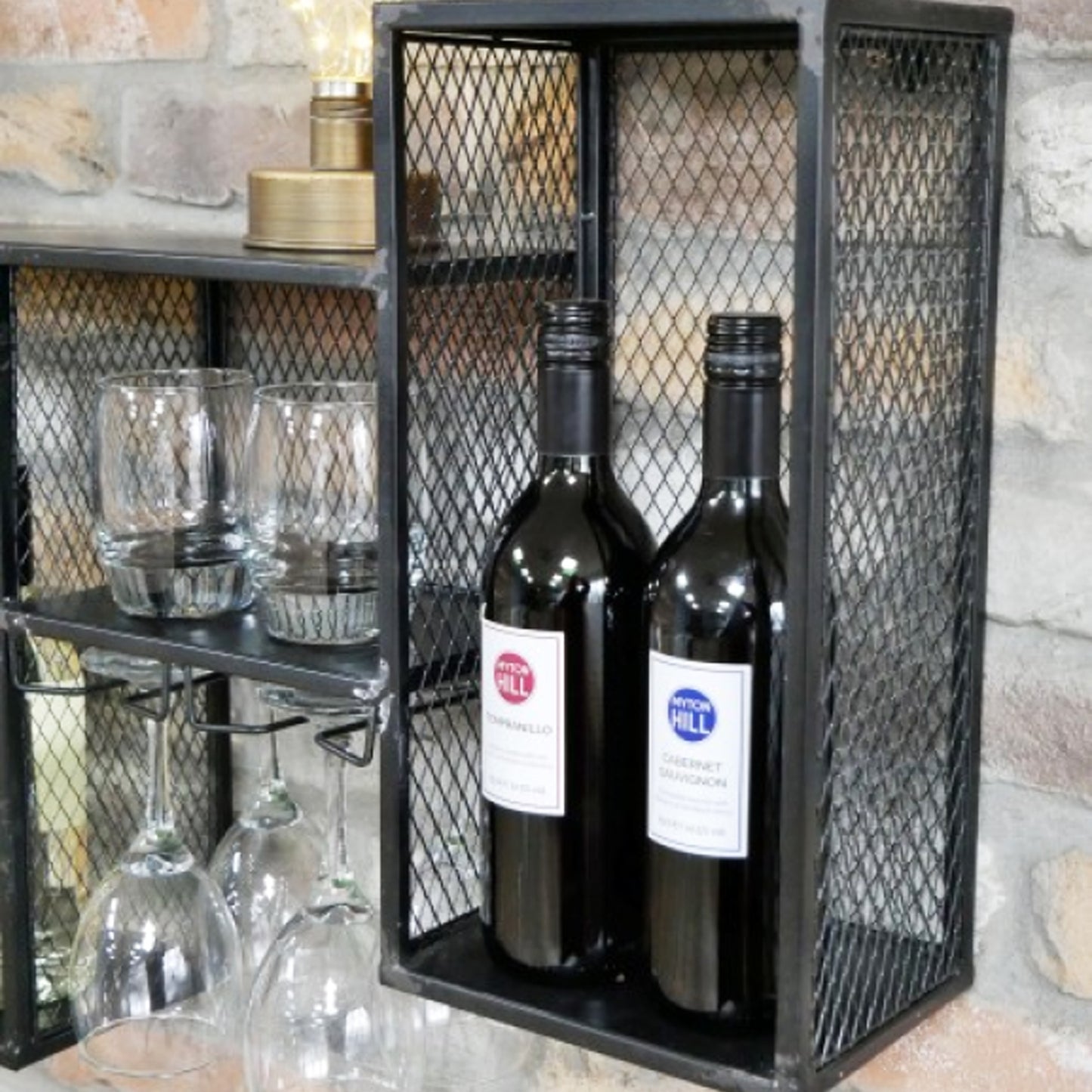 Industrial Black Wine Wall Cabinet