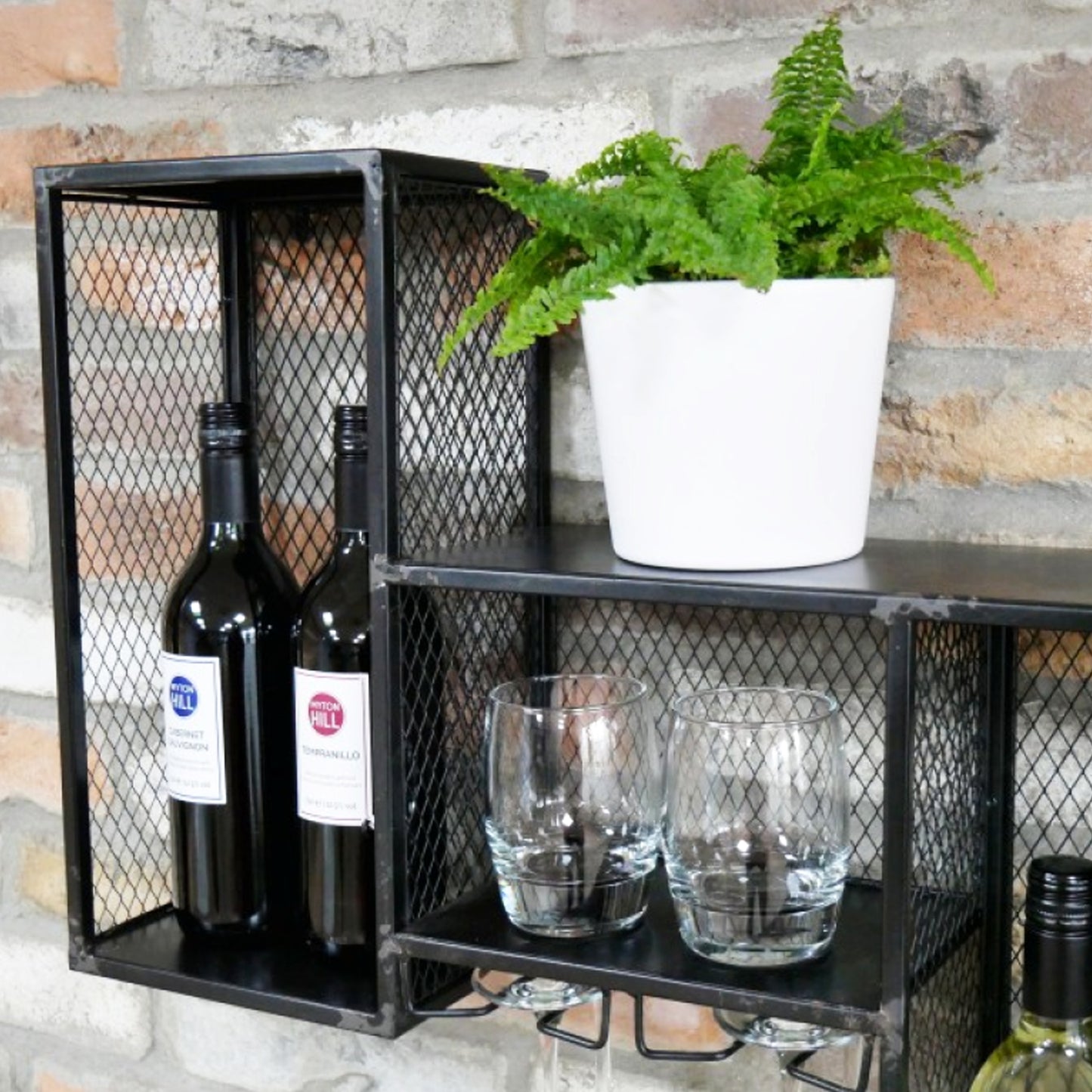 Industrial Black Wine Wall Cabinet