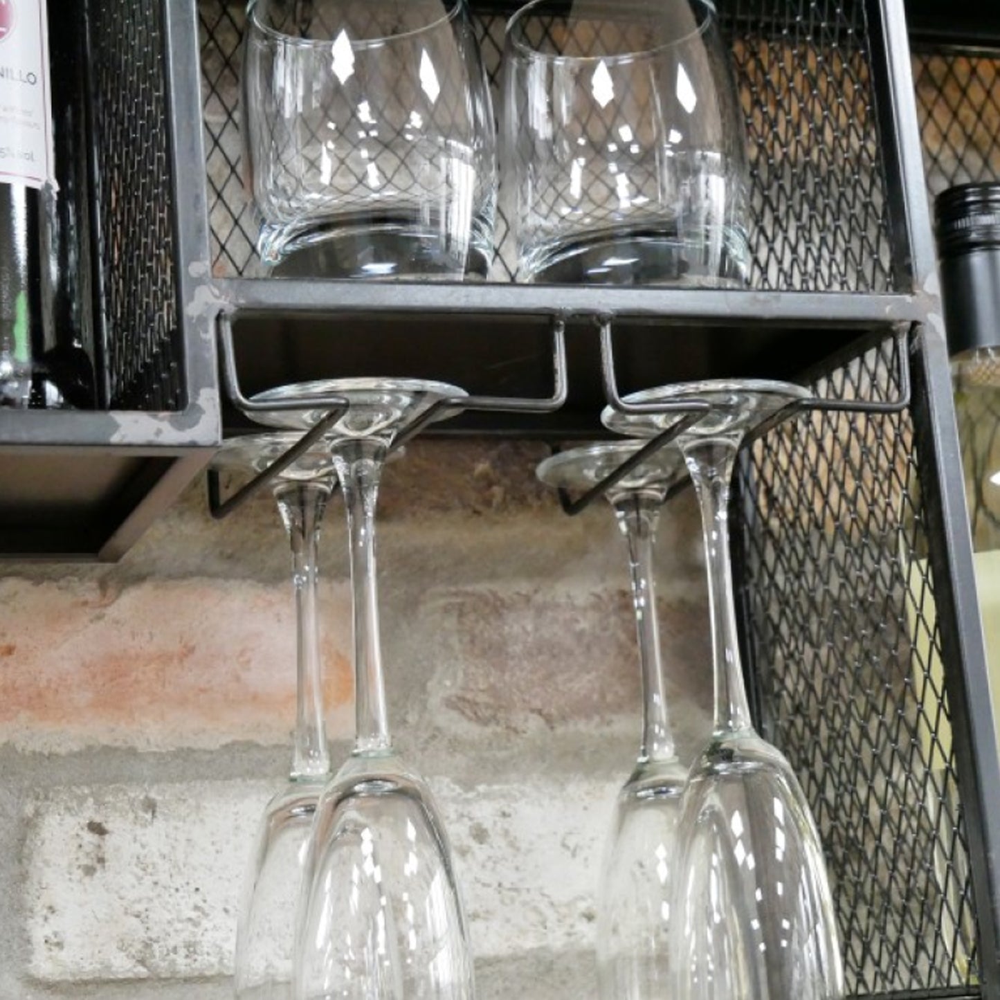 Industrial Black Wine Wall Cabinet