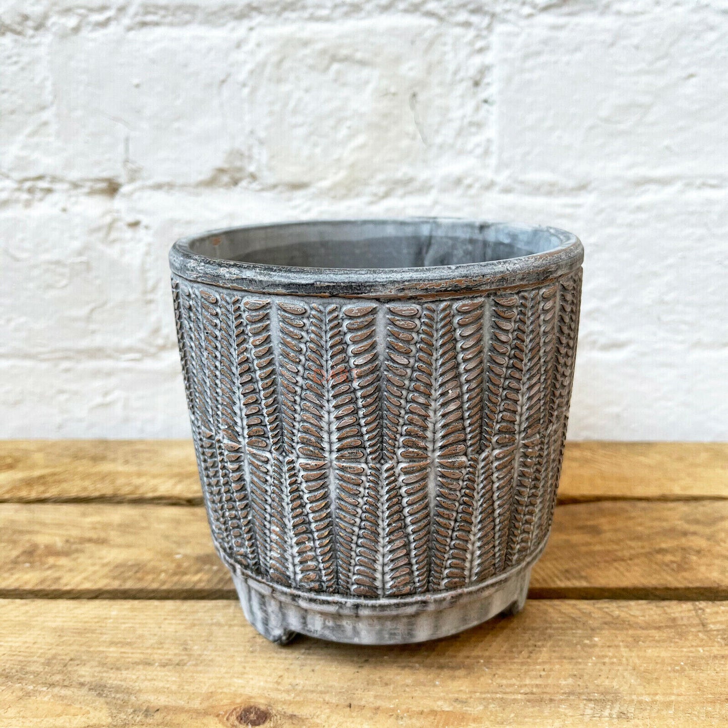 Natural Grey Diamond Plant Pot Cover