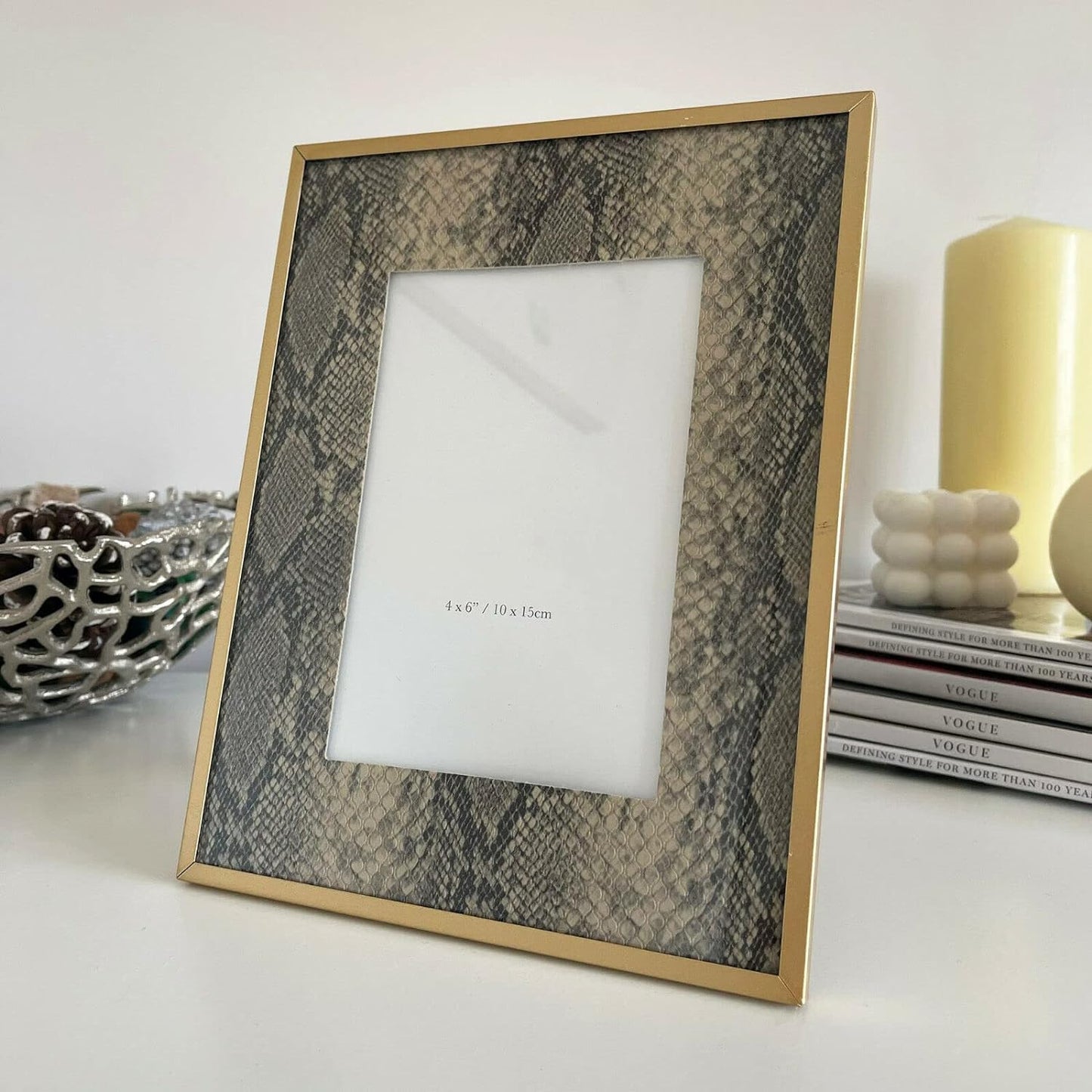 4x6" Faux Gold Snakeskin Photo Frame