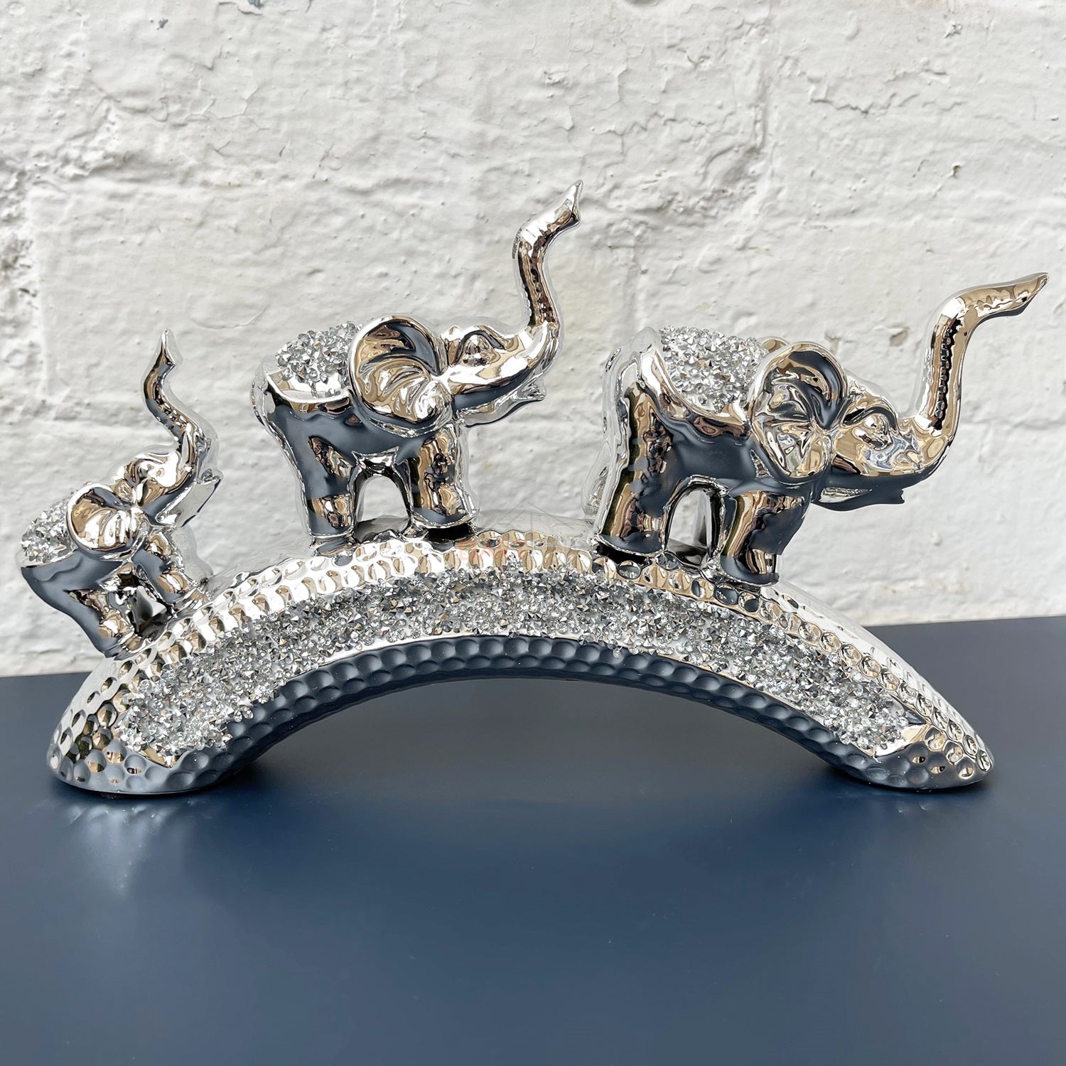 Ceramic Diamante Elephant Bridge Figurine