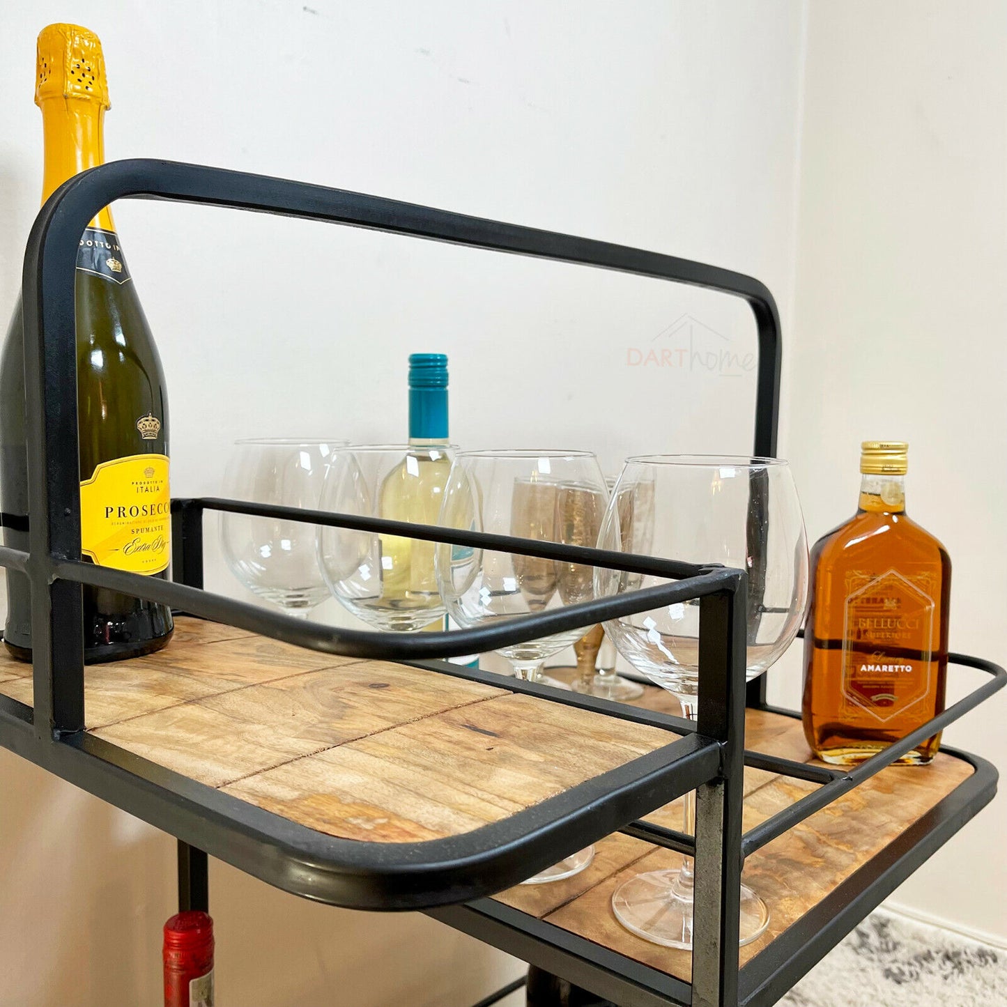 Iron And Mango Wood Drinks Trolley