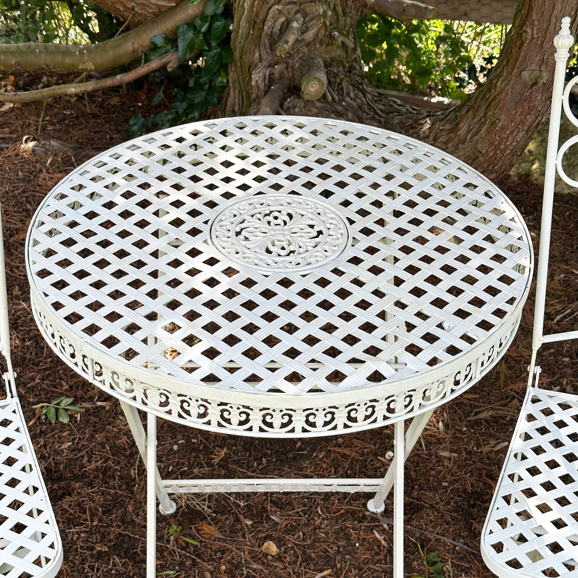 3pc White Cross Garden Bistro Set