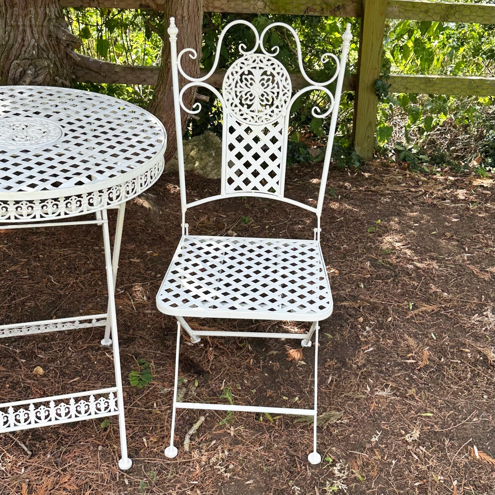 3pc White Cross Garden Bistro Set