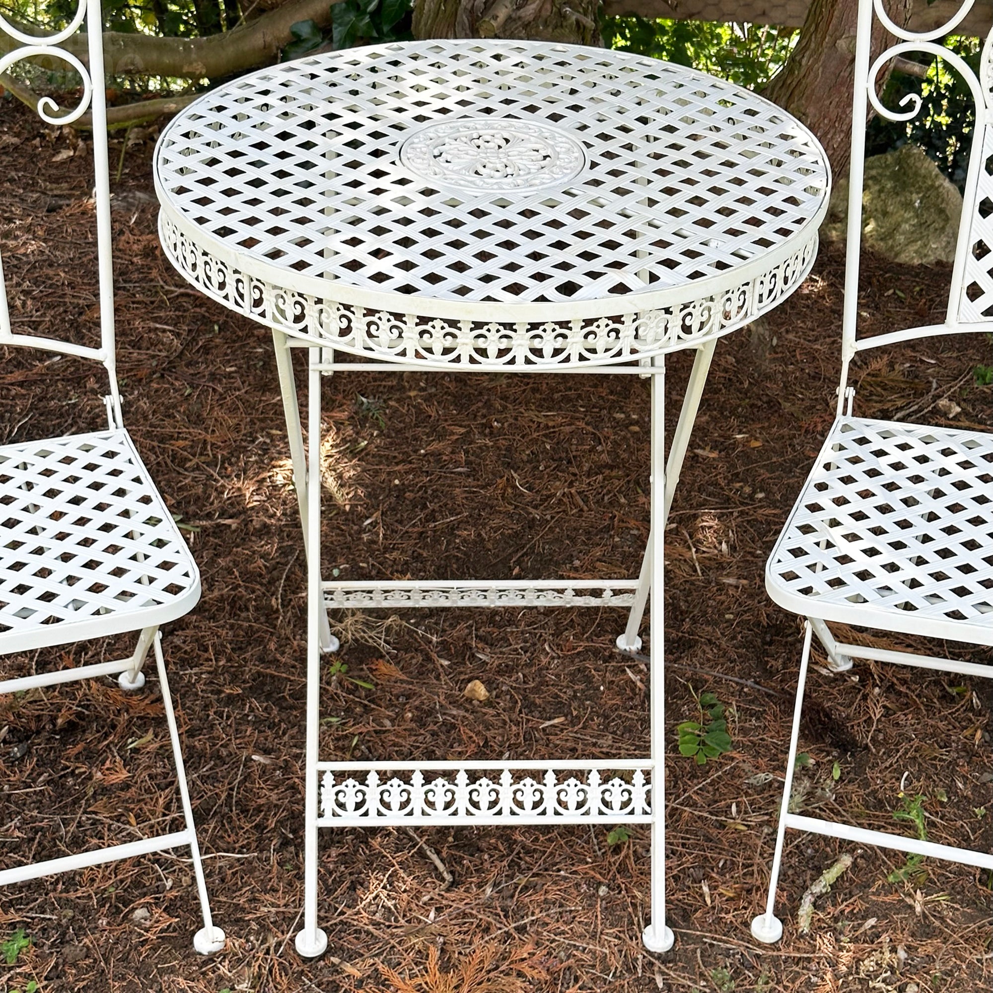 3pc White Cross Garden Bistro Set
