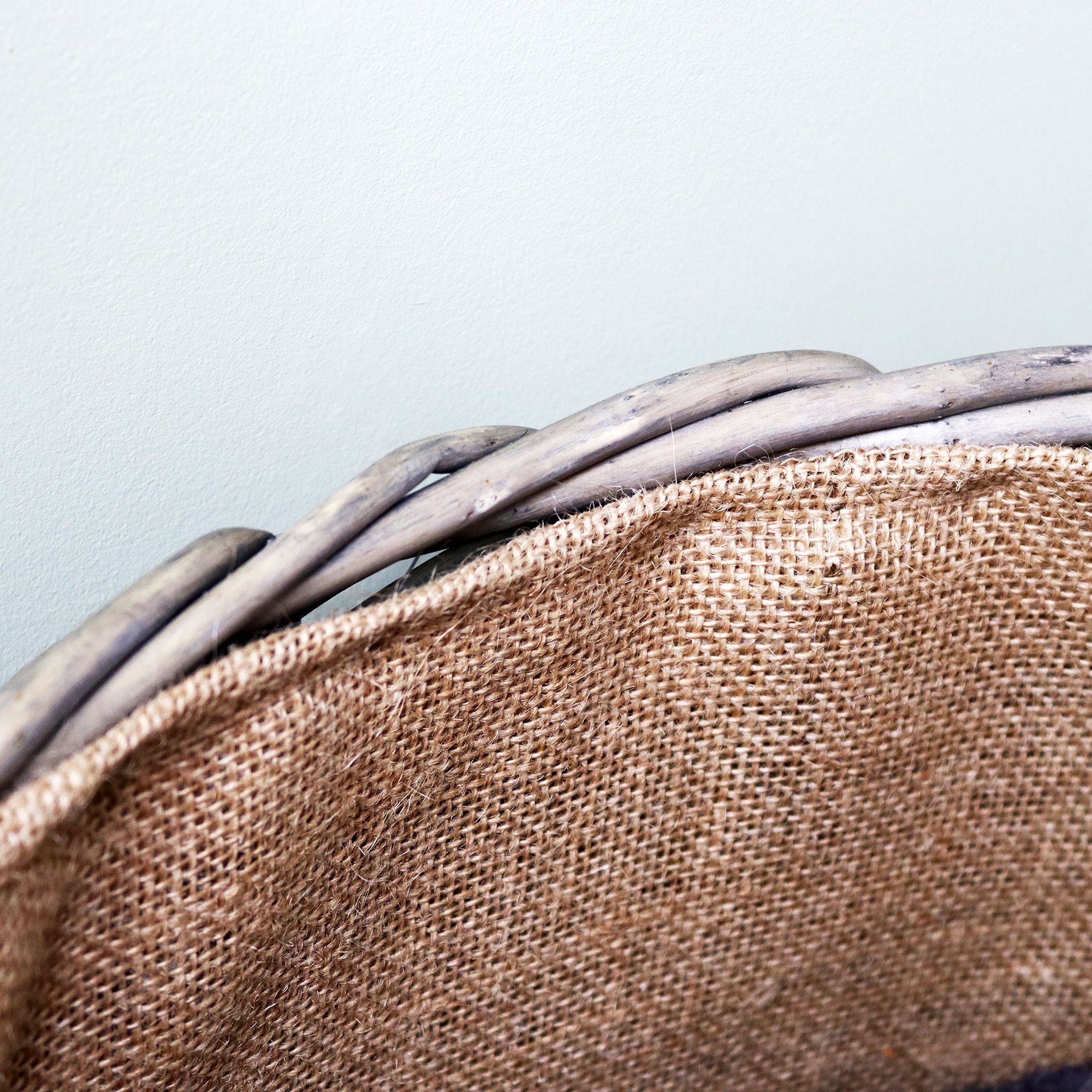 Antique Wash Lined Wicker Log Basket