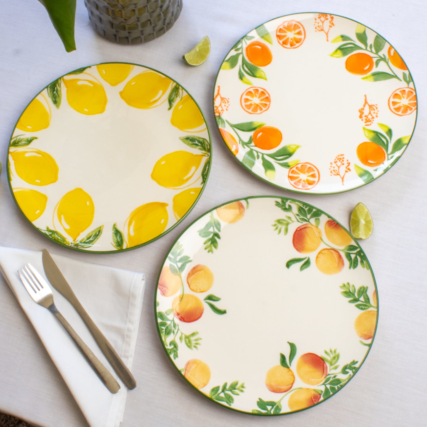 Set Of 6 Summer Fruit Dinner Plates
