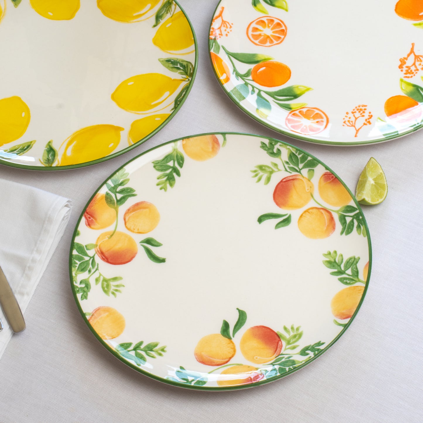 Set Of 6 Summer Fruit Dinner Plates
