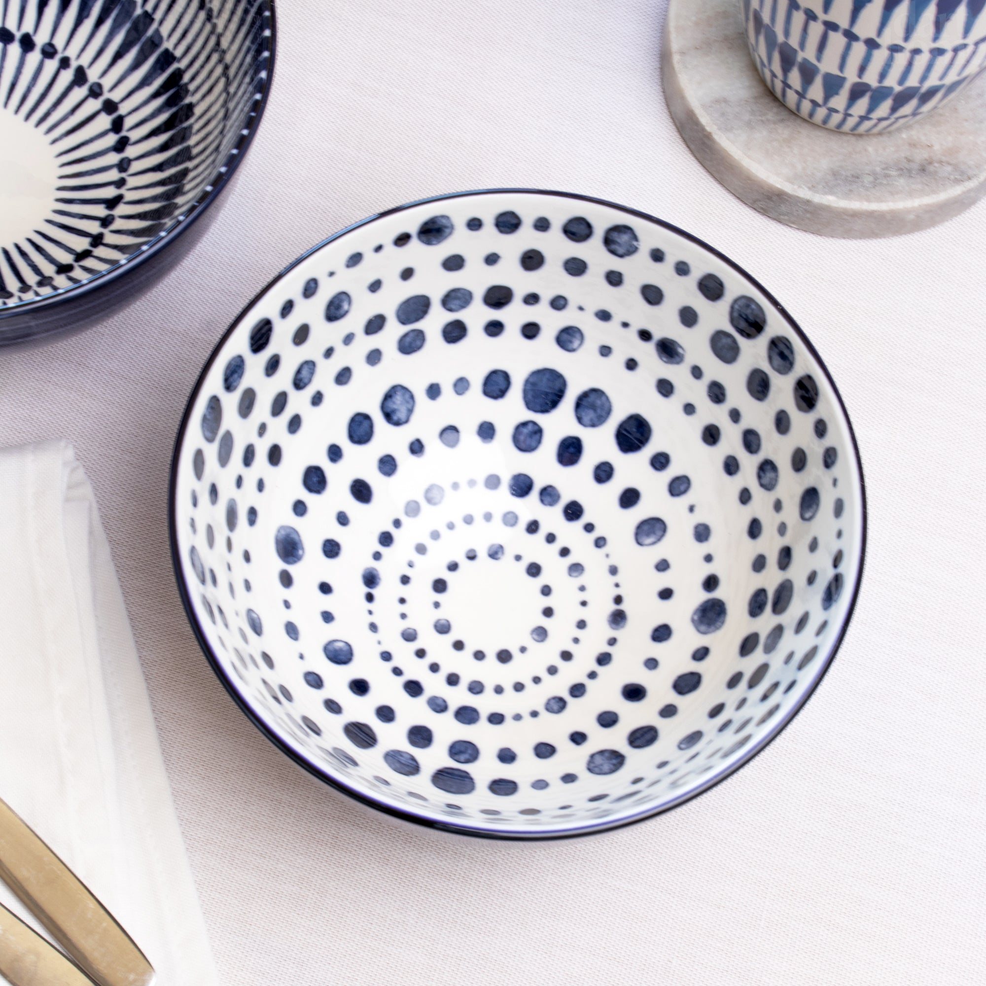 Set Of 6 Mediterranean Patterned Cereal Bowls