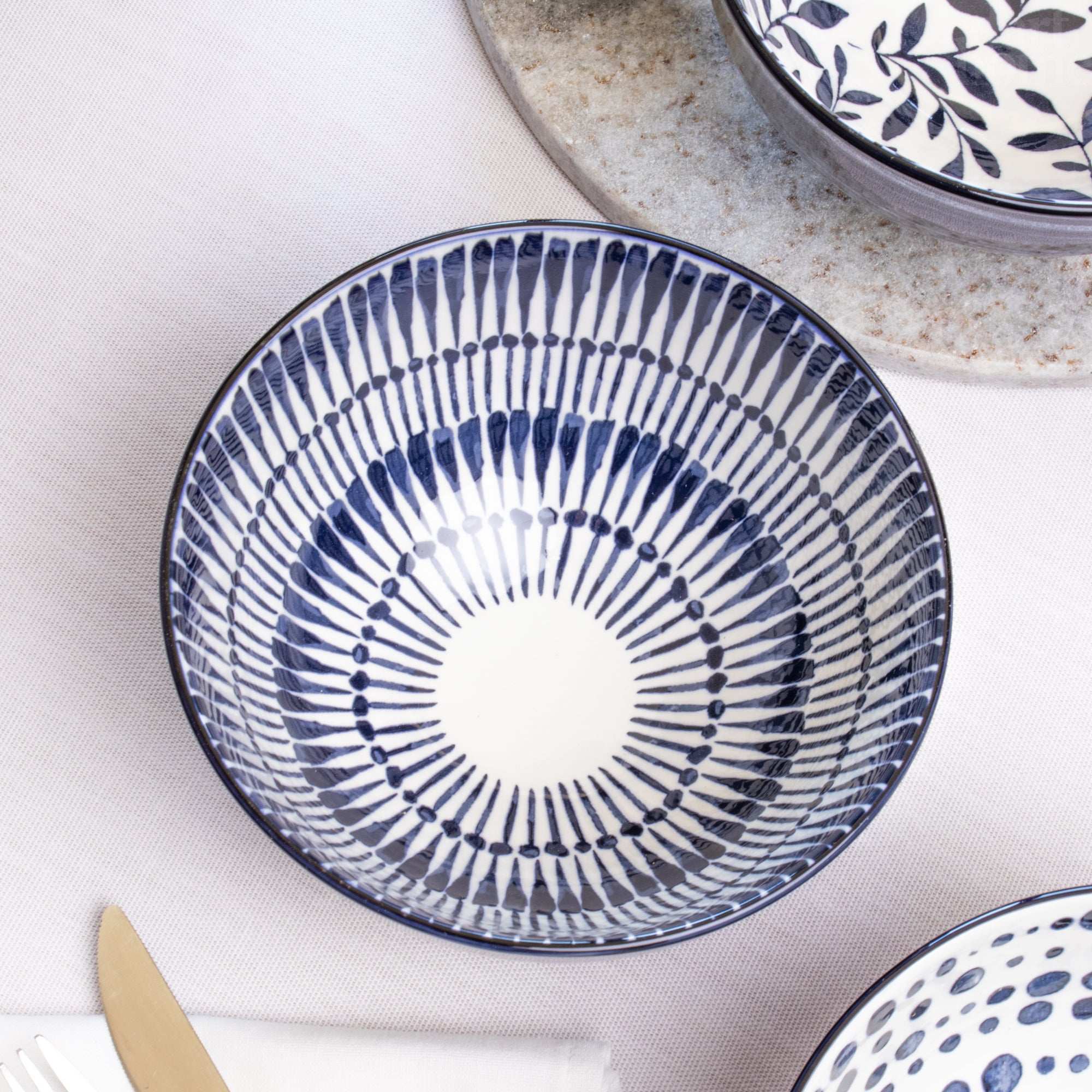 Set Of 6 Mediterranean Patterned Cereal Bowls