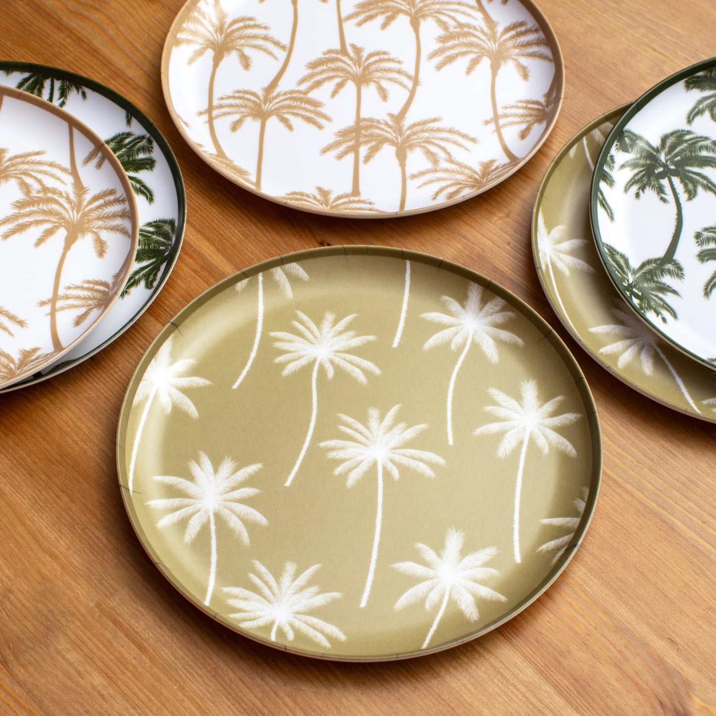 Set Of 6 Palm Tree Outdoor Plates