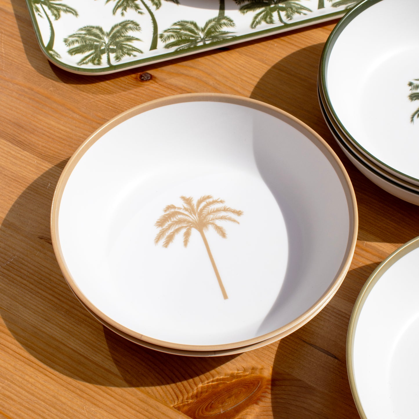 Set Of 6 Palm Tree Outdoor Pasta Bowls