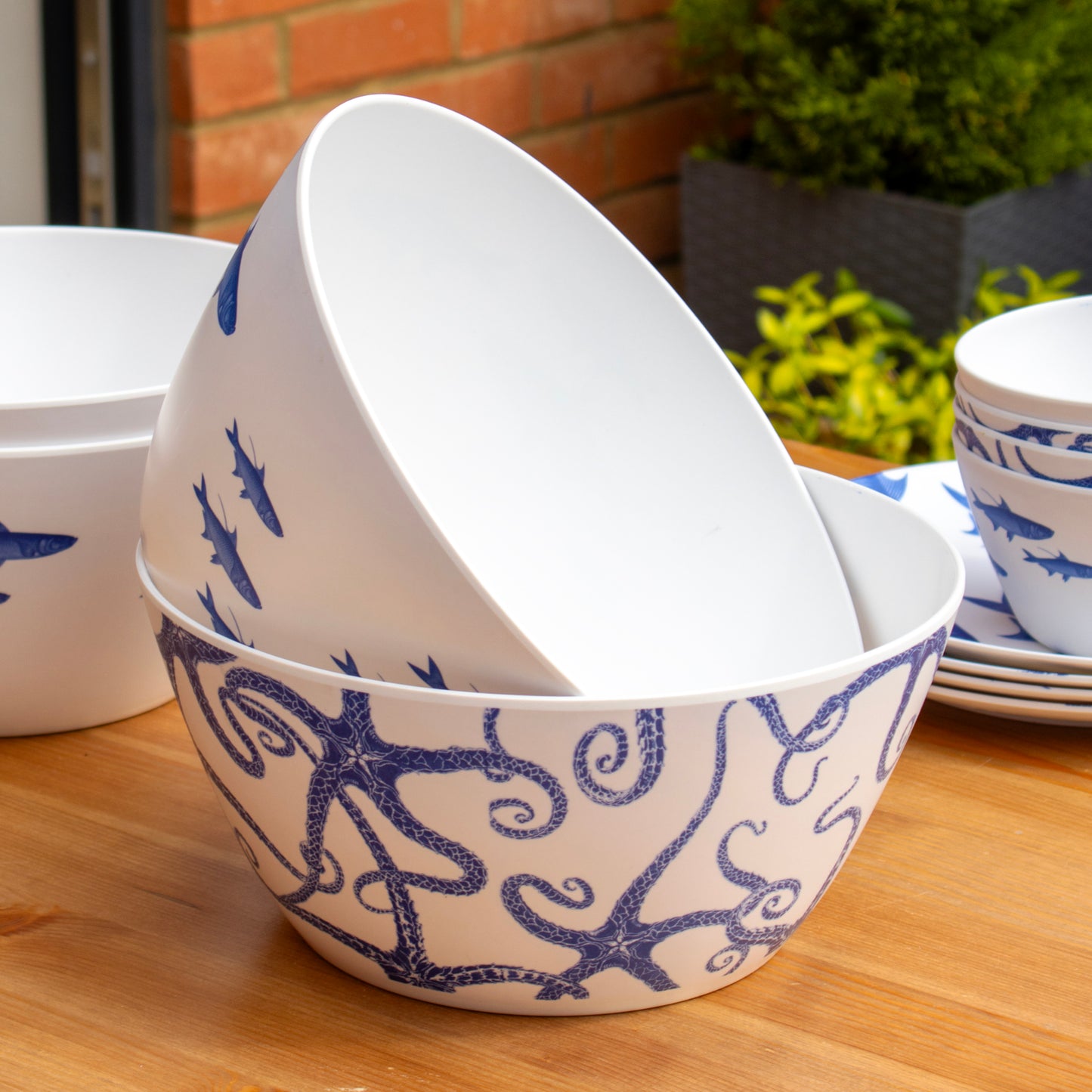 Set Of 2 Marine Life Outdoor Salad Bowls