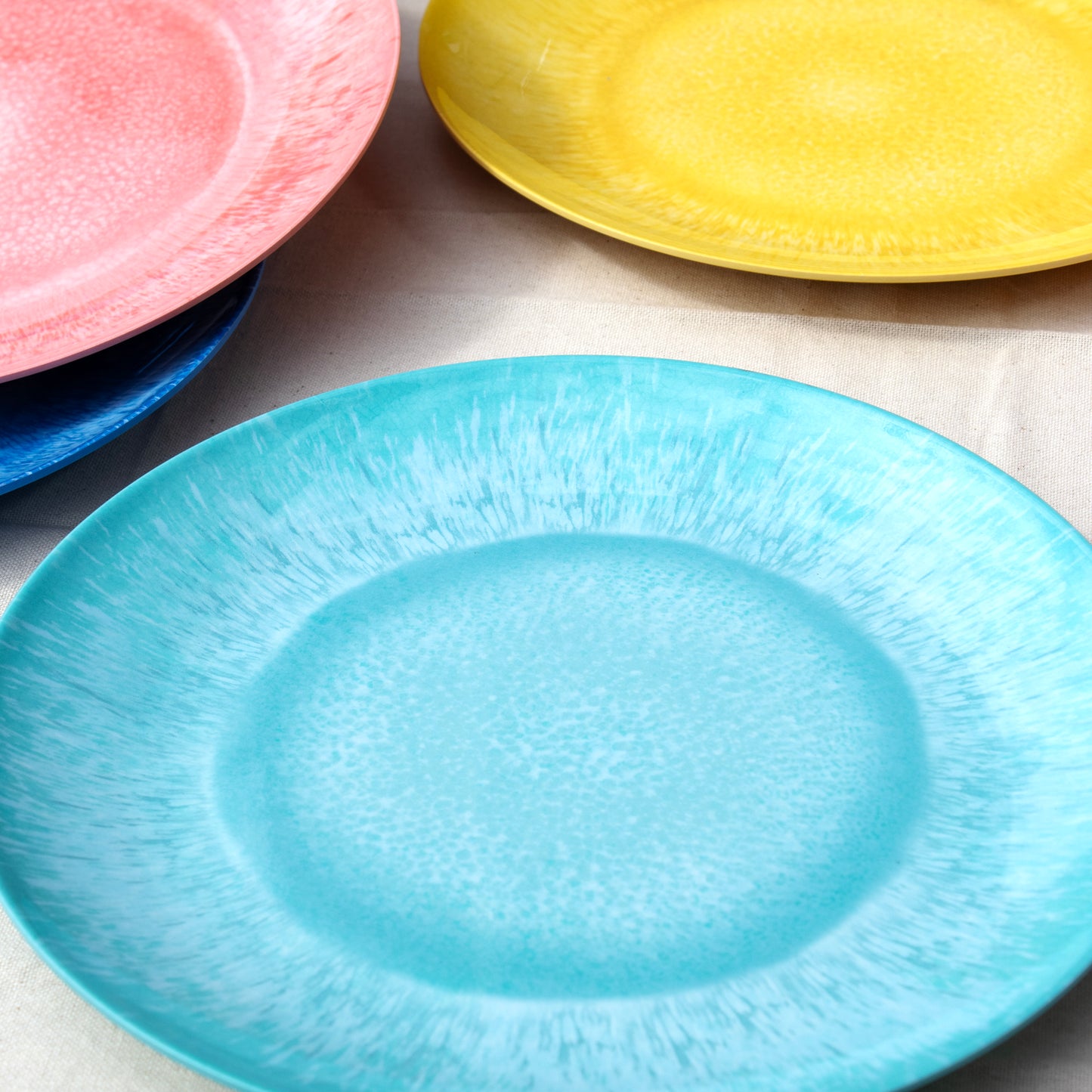 Set Of 4 Colour Mix Melamine Outdoor Plates
