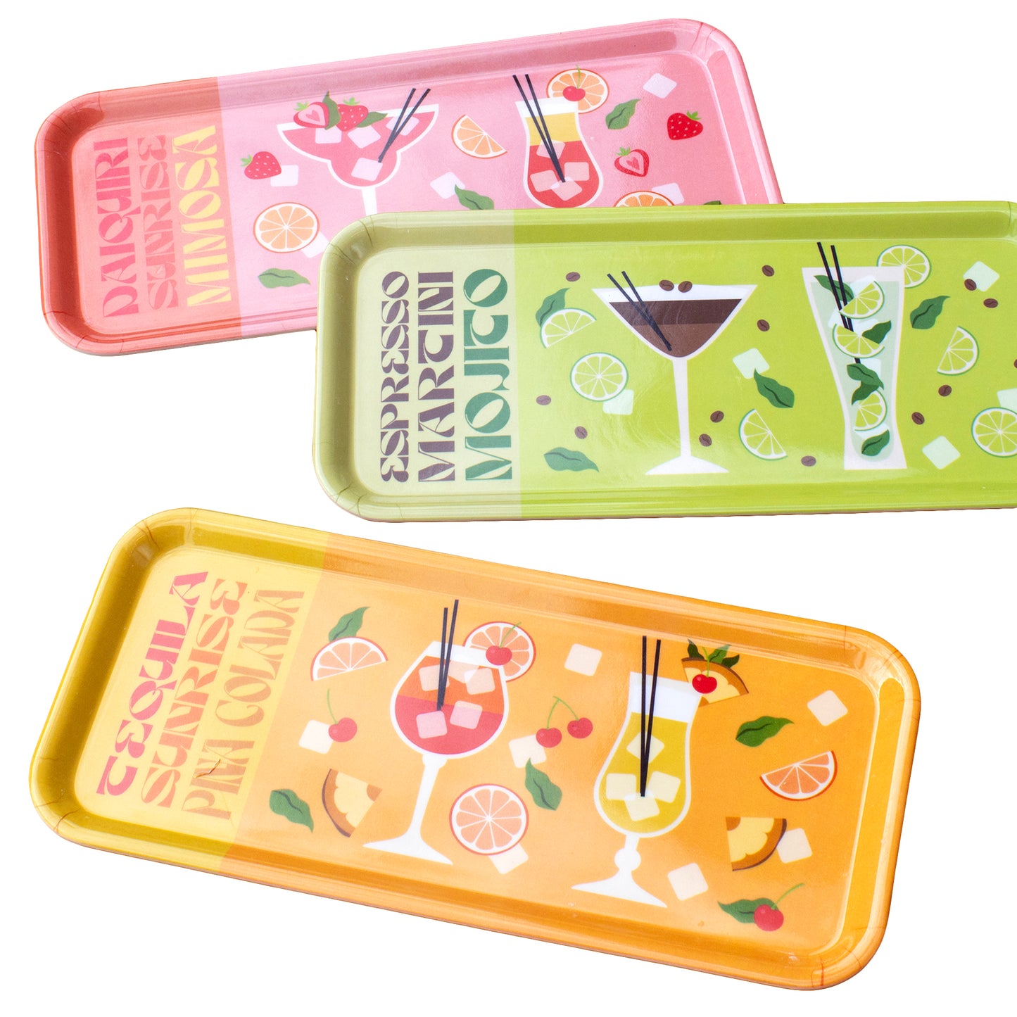 Set Of 3 Cocktail Melamine Trays