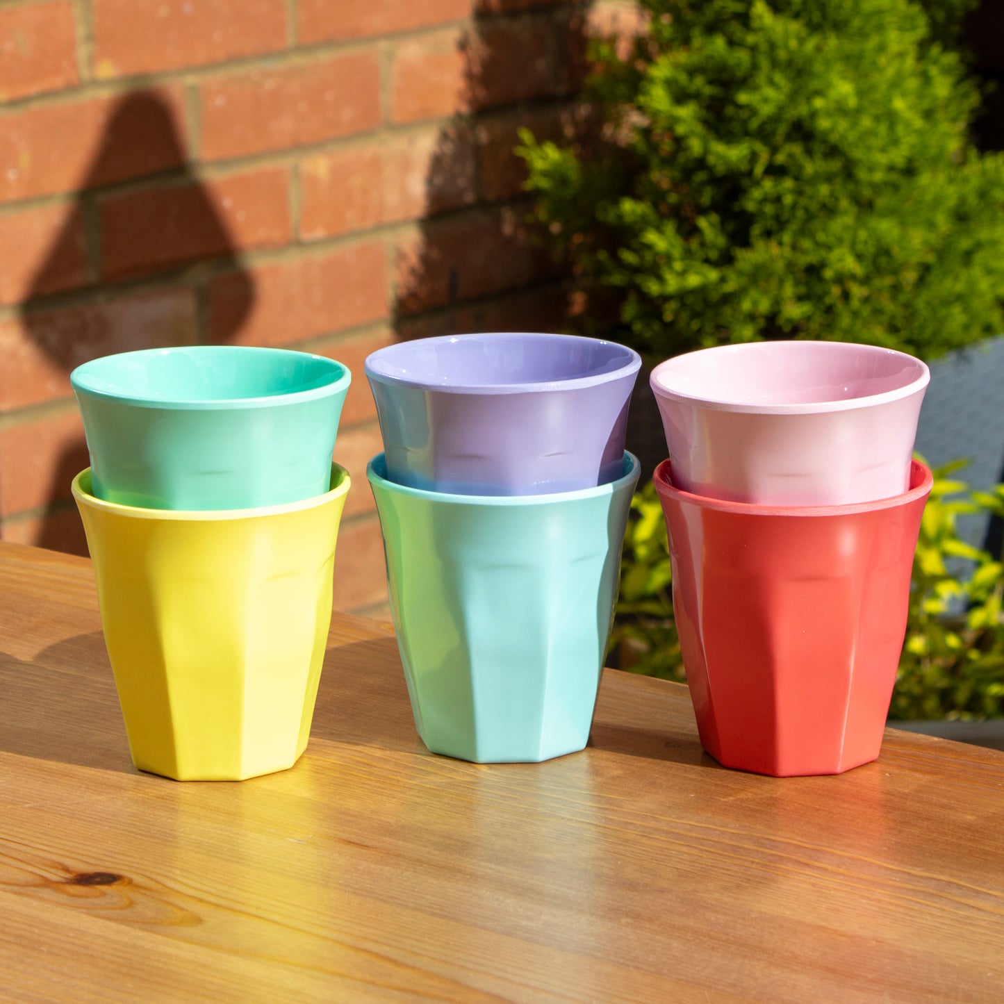 Set Of 6 Pastel Mix Melamine Tumblers