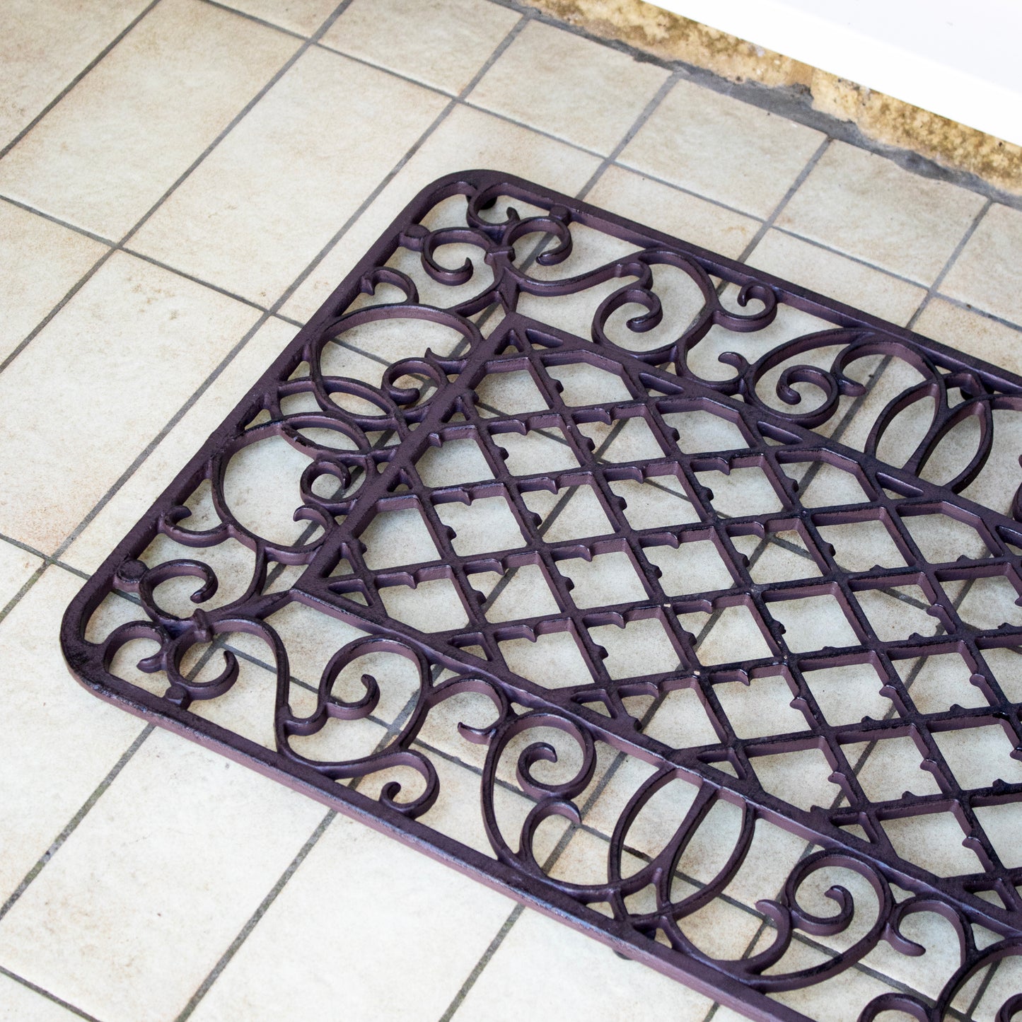 Rounded Rectangle Scroll Cast Iron Doormat
