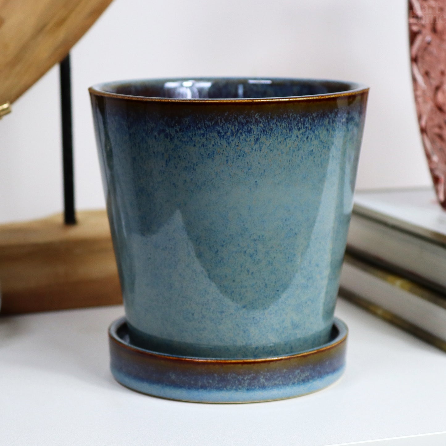 Blue Reactive Glaze Plant Pot