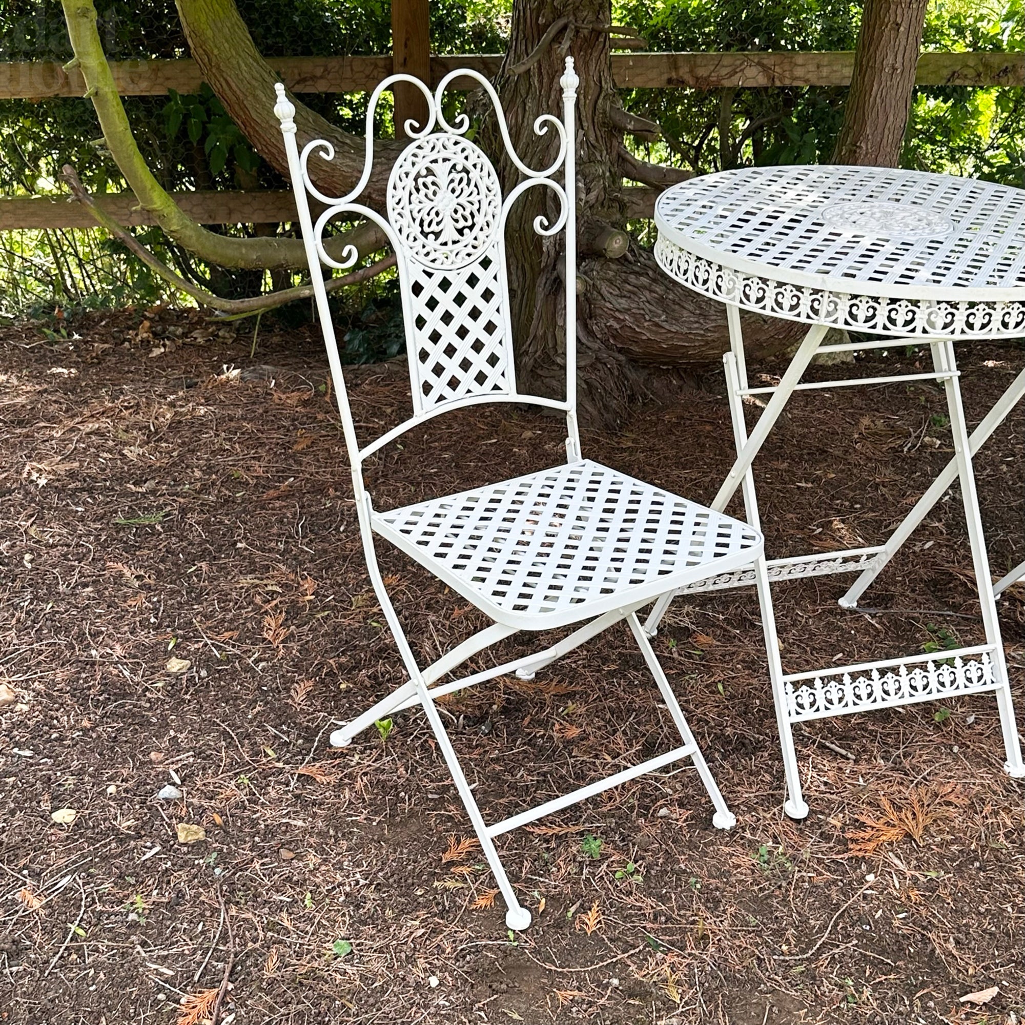 3pc White Cross Garden Bistro Set
