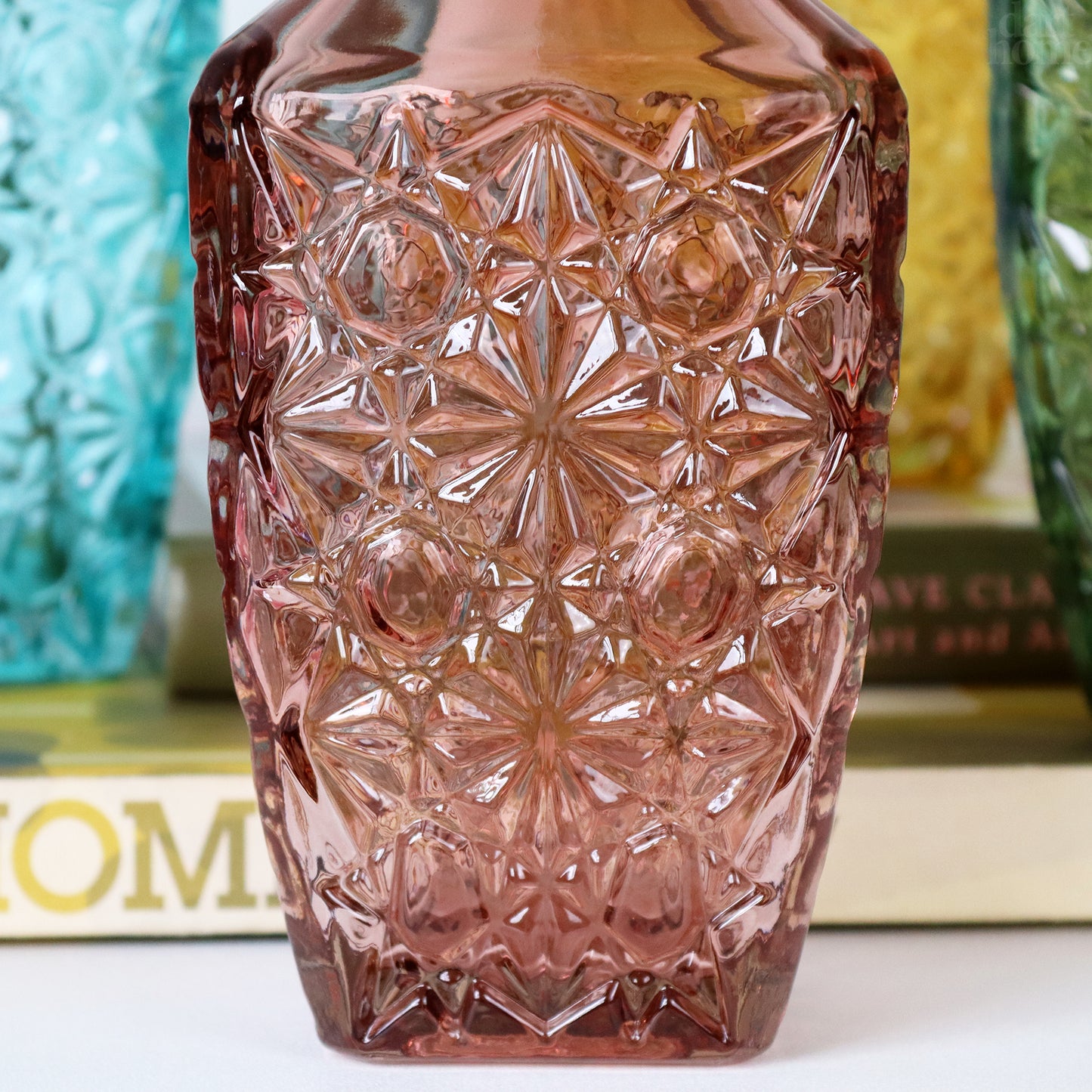 Set Of 4 Embossed Flower Coloured Bottles
