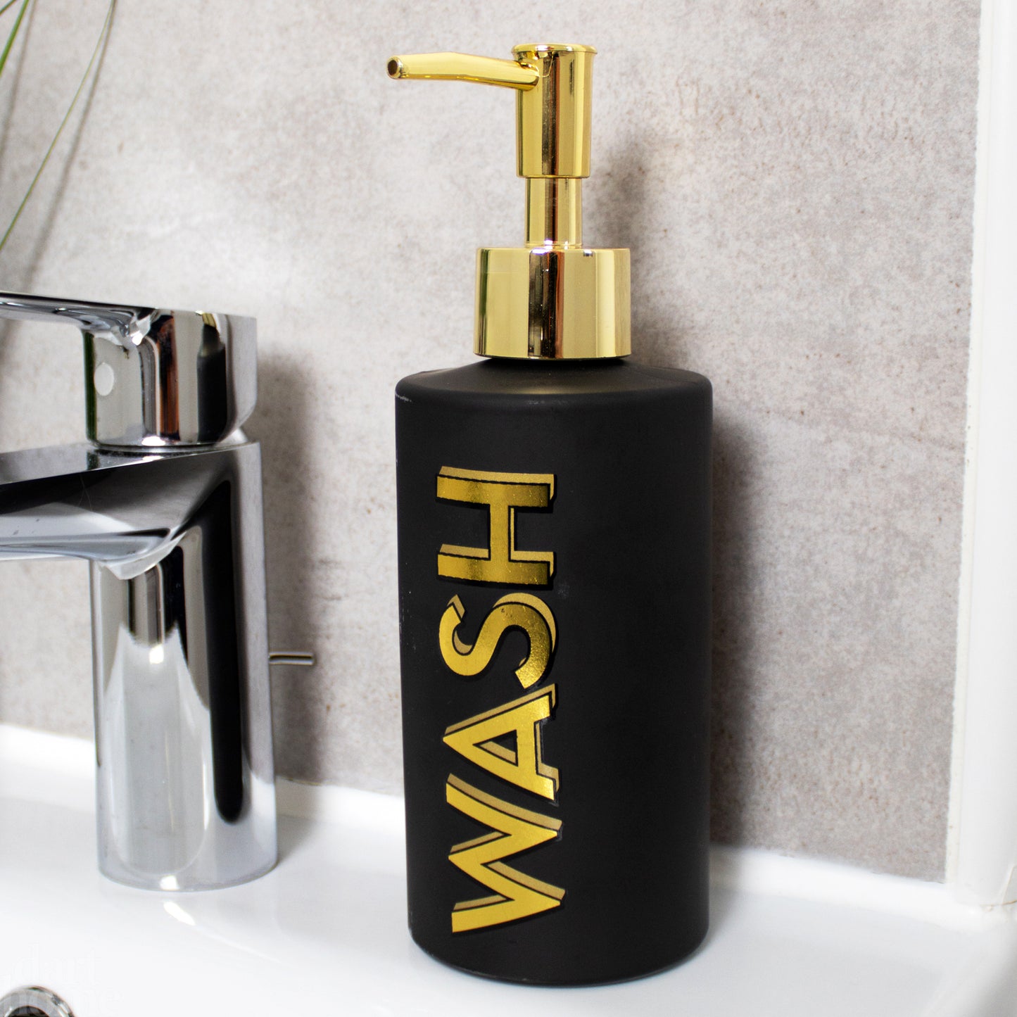 Black & Gold Wash And Soap Dispenser Set