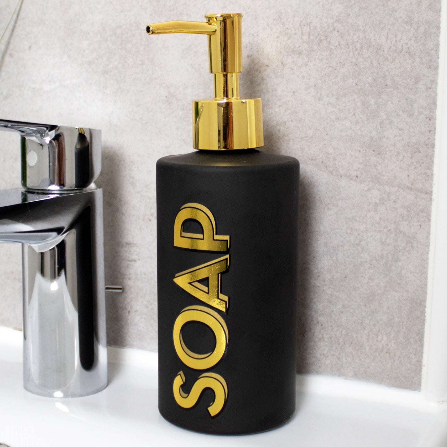 Black & Gold Wash And Soap Dispenser Set