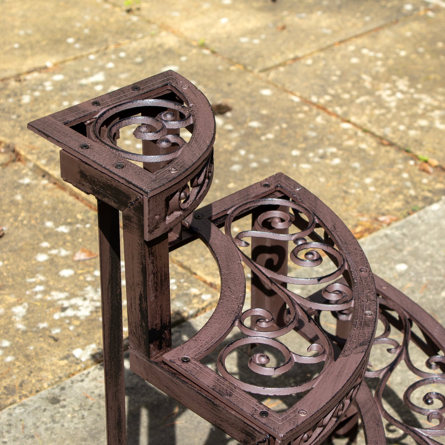 Cast Iron Scroll Corner Plant Stand