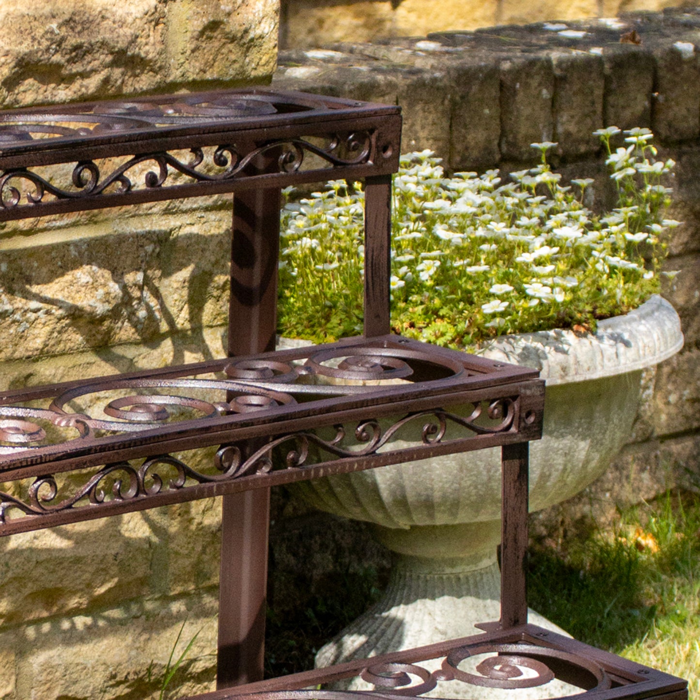Cast Iron Scroll Rectangle Plant Stand