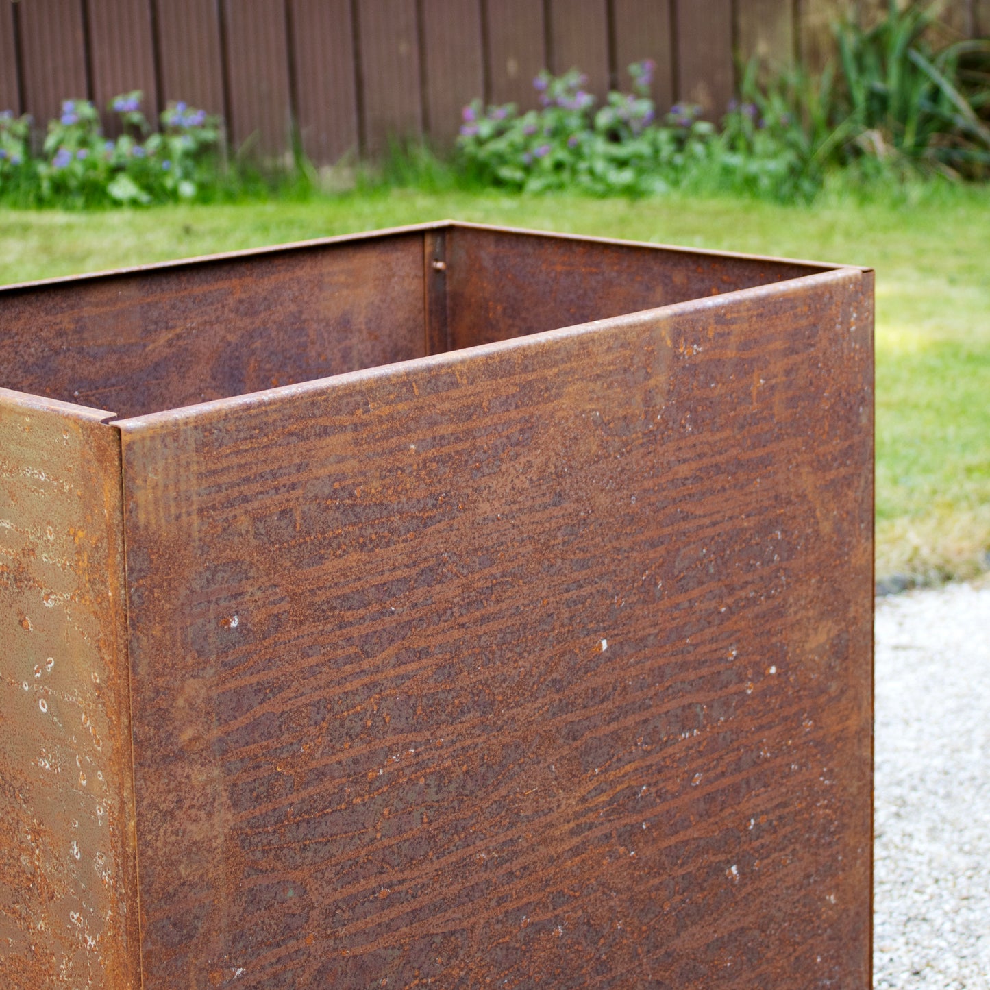 Tall Rectangle Rusted Corten Steel Planter