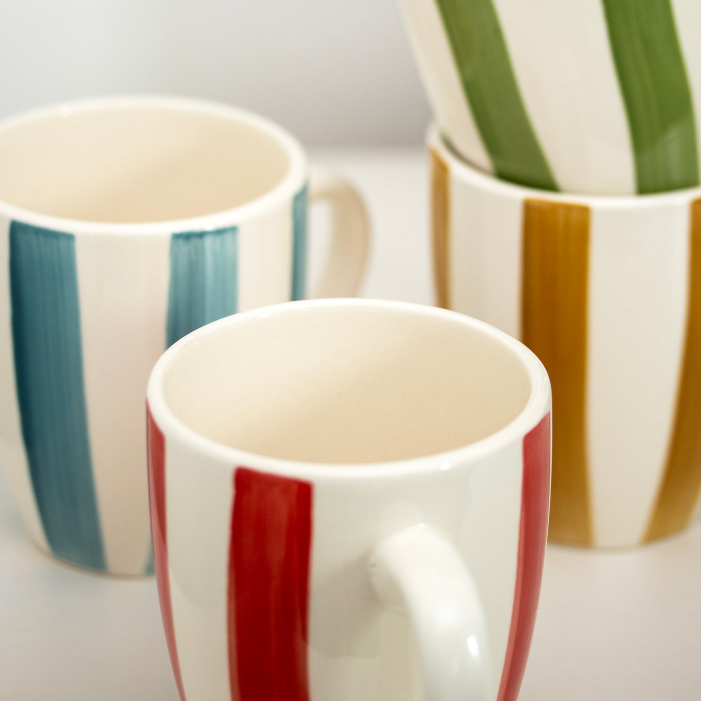 Set Of 4 Colour Stripe Mugs