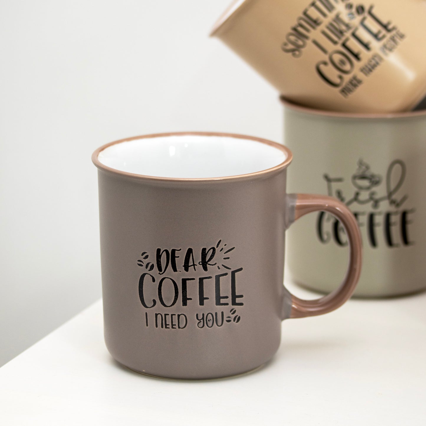 Set Of 4 Giant Coffee Quote Mugs