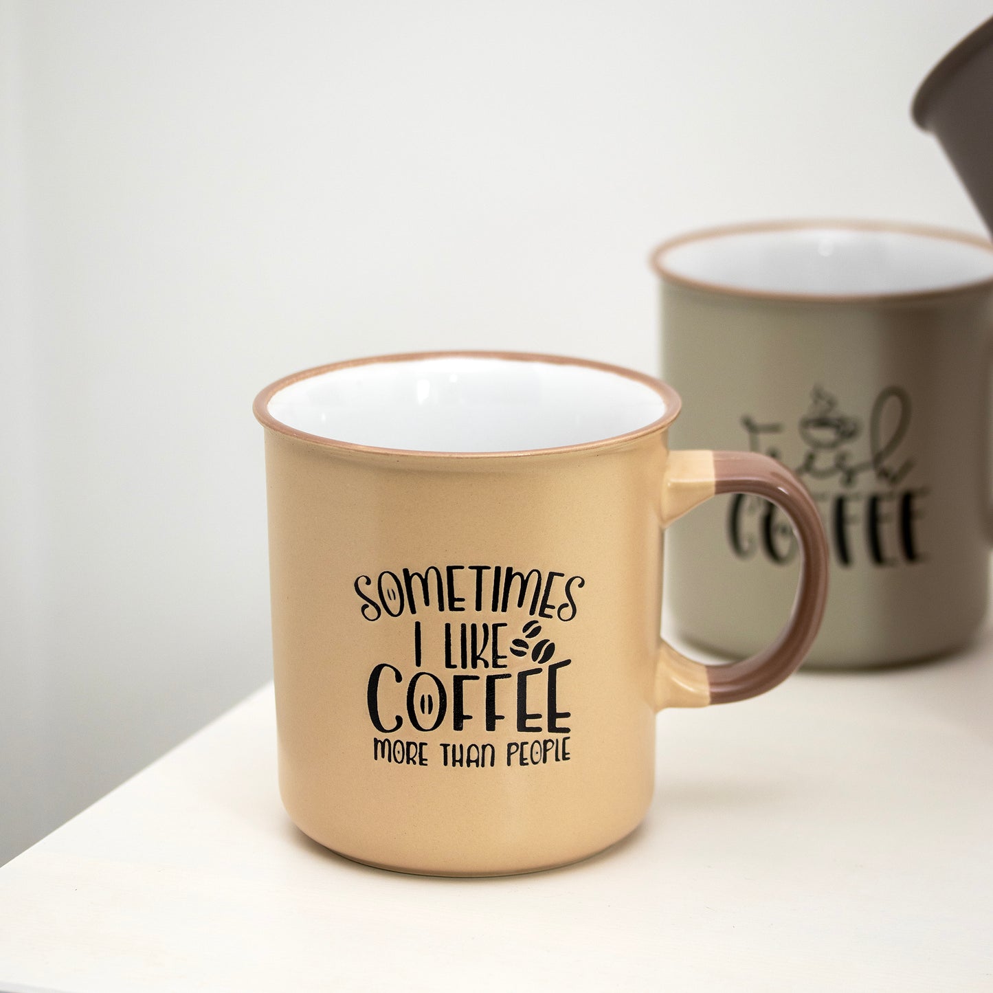 Set Of 4 Giant Coffee Quote Mugs