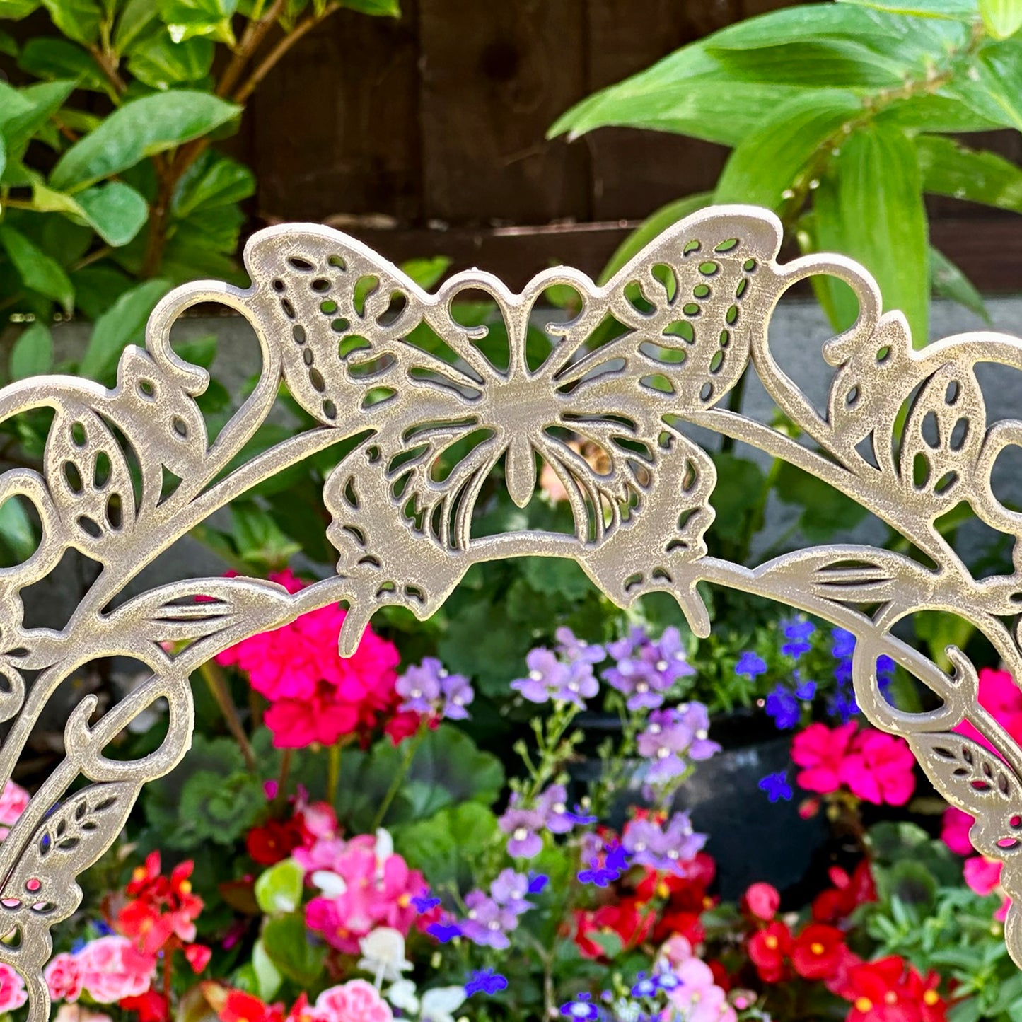 Coffee Creme Butterfly Trellis Planter