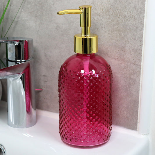 Pink Bobble Glass Soap Dispenser