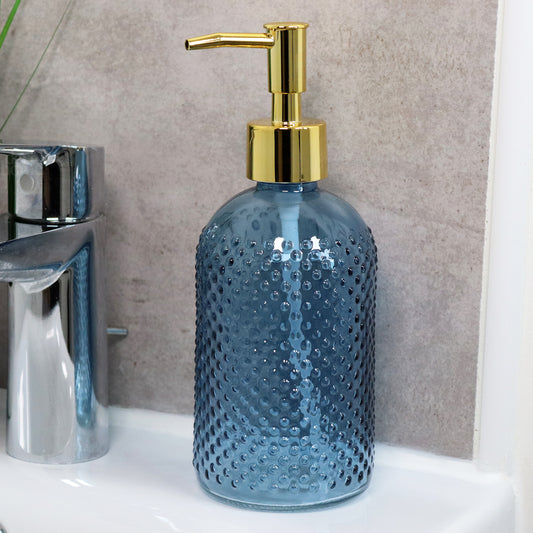 Blue Bobble Glass Soap Dispenser