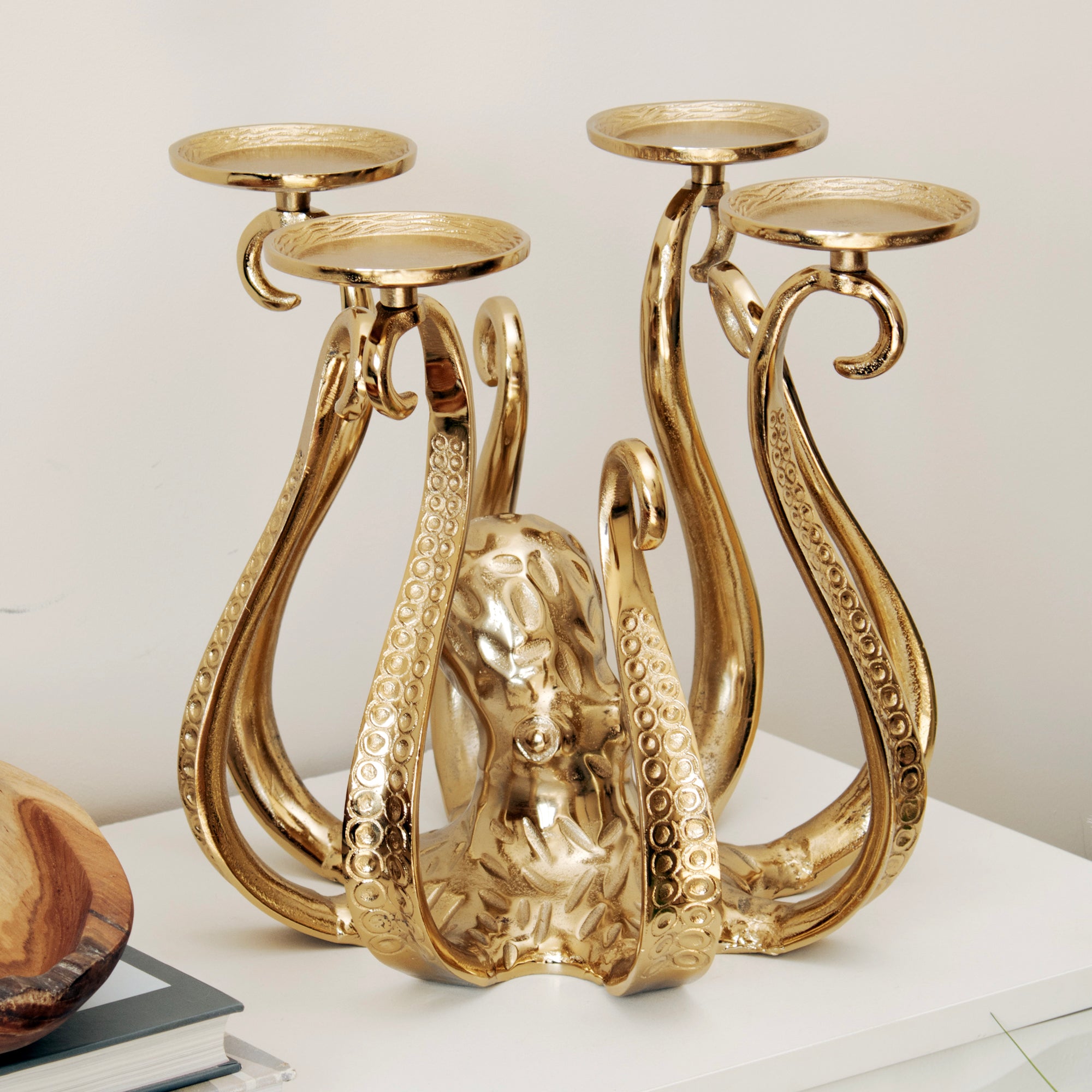 Gold Octopus Multi Pillar Candle Holder